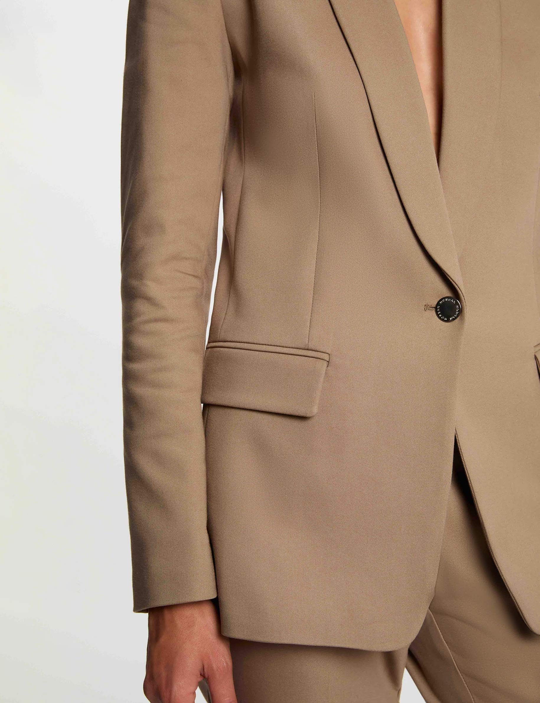 Kurze Jacke mit Schalkragen maulwurfsgrau damen