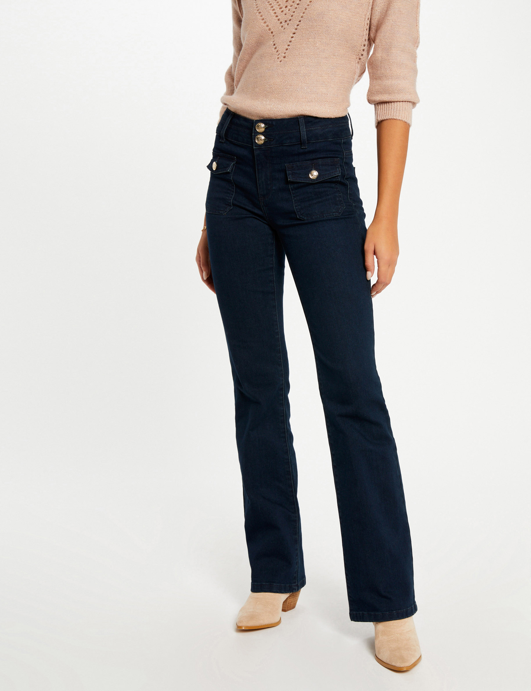 Jean bootcut denim brut femme