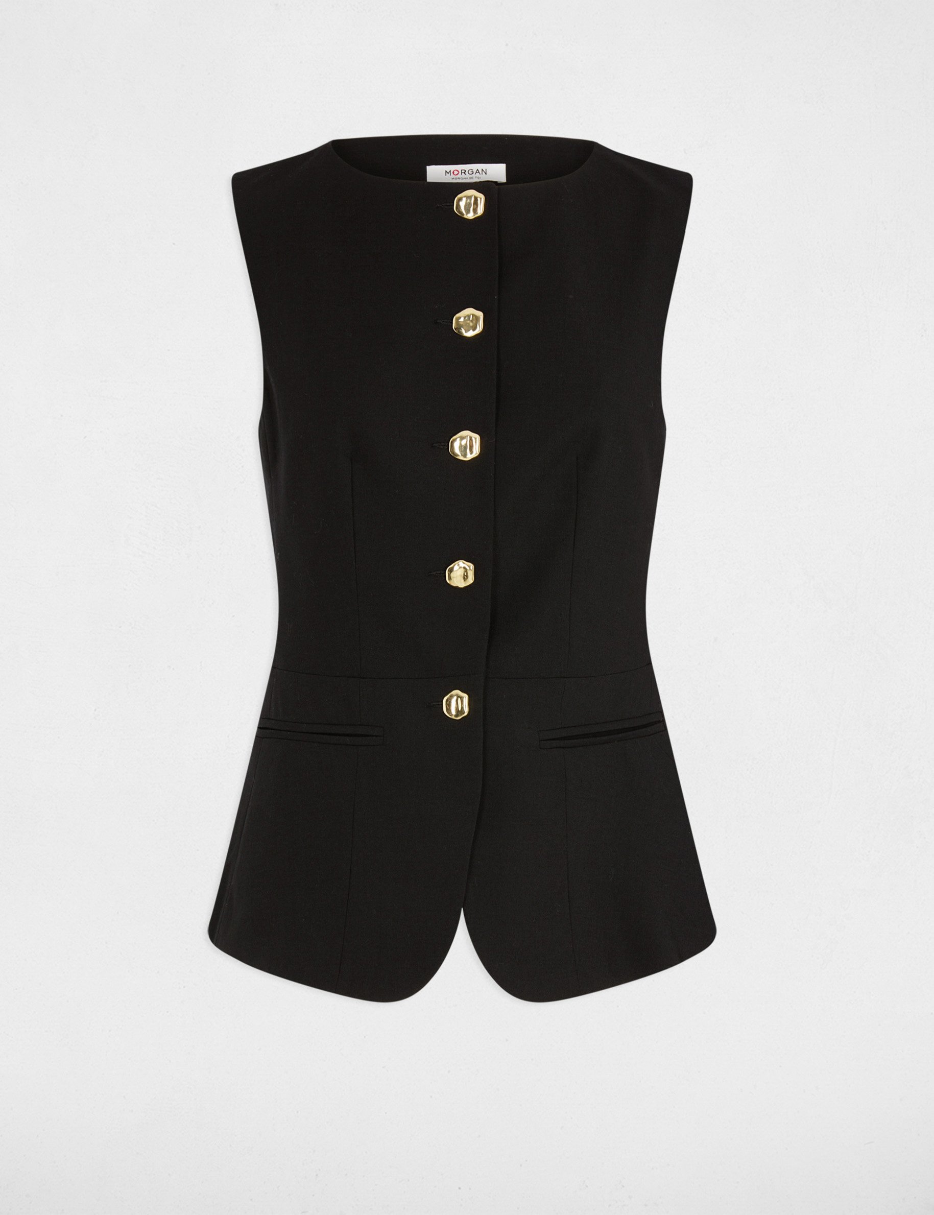 Veste sans manches ajust&eacute;e noir femme