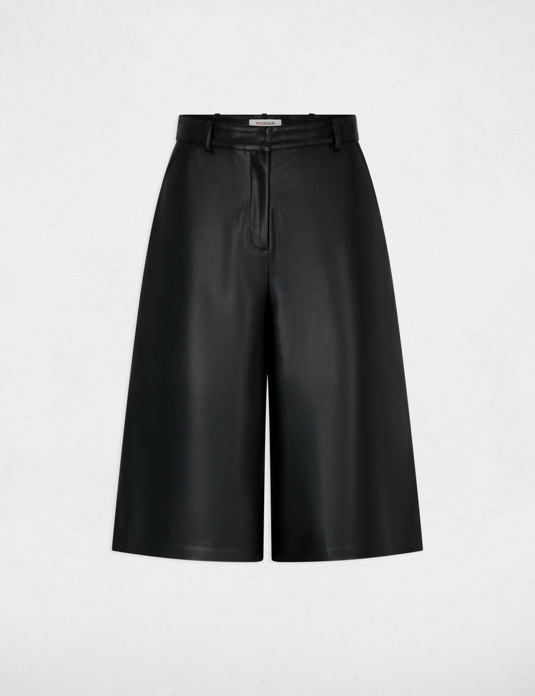 Bermuda large taille haute noir femme