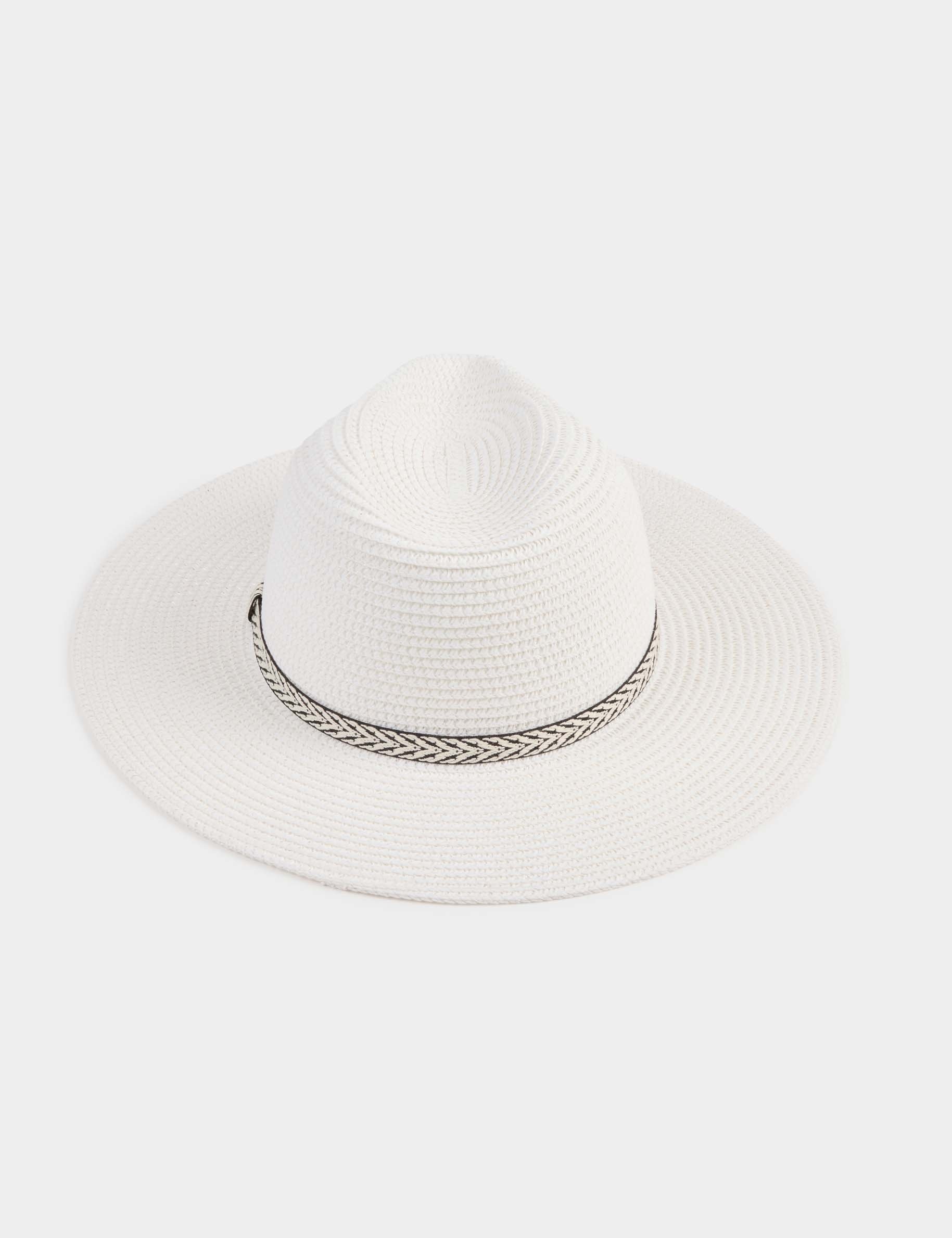 Grafischer Strohhut weiss damen