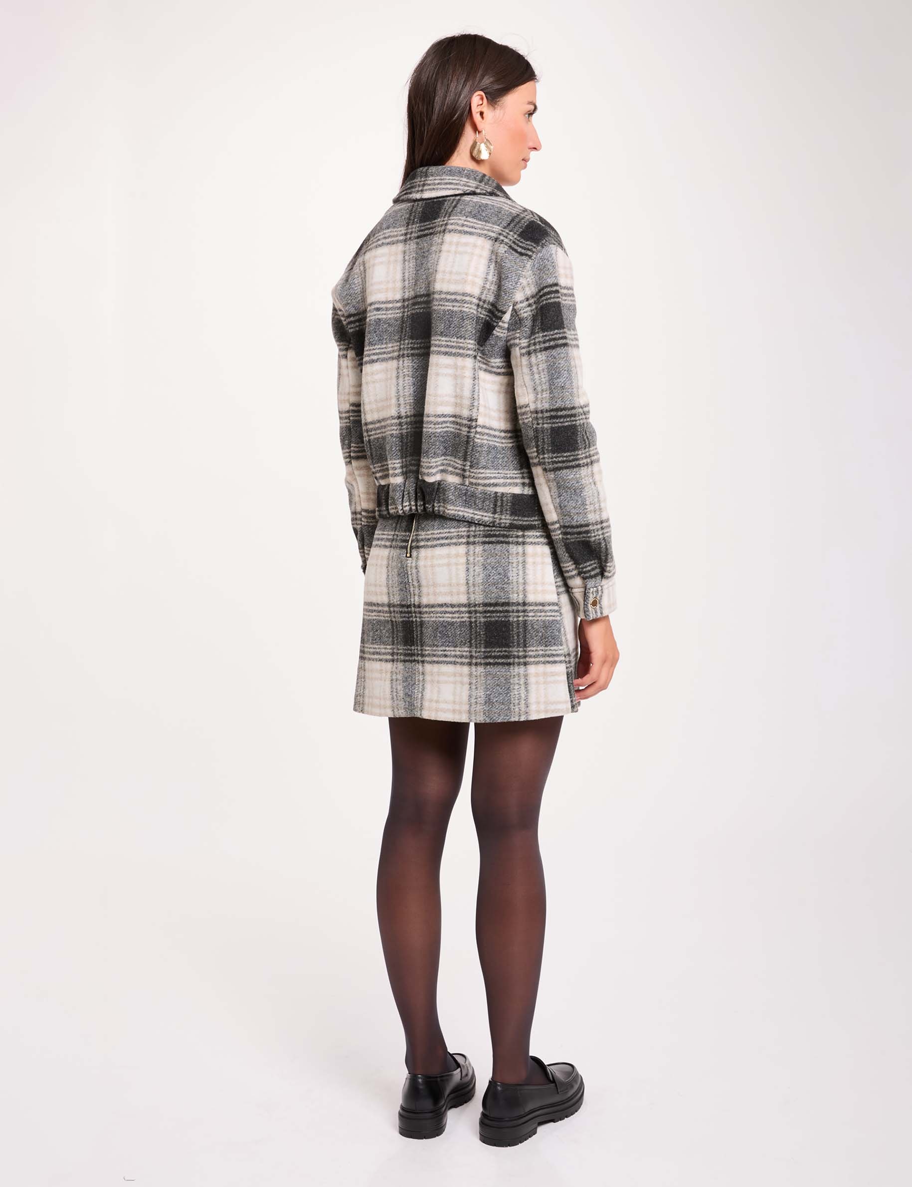 Karierte gerade Jacke mehrfarbig damen
