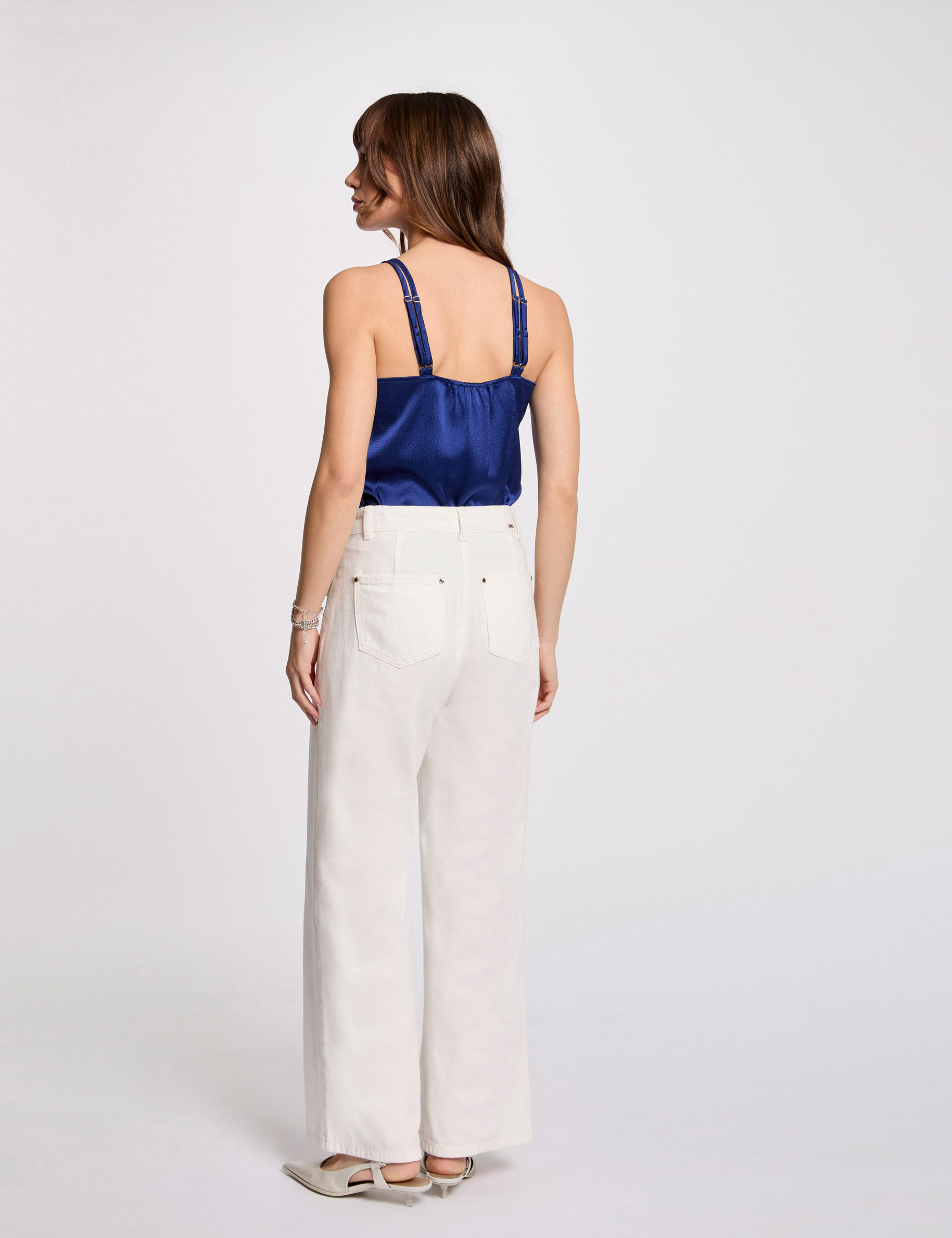 Satin-Top mit Trägern elektrisch blau damen