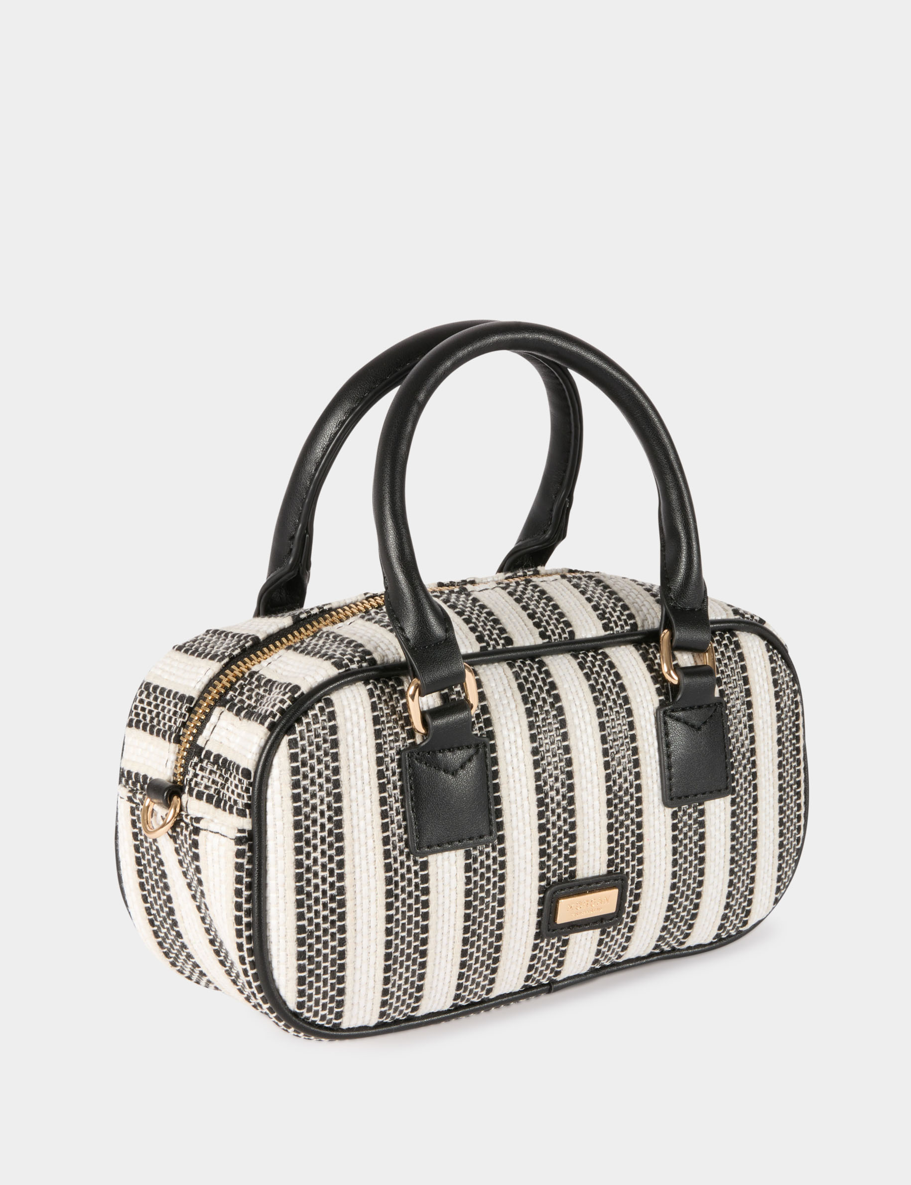 Sac tiss&eacute; ray&eacute; ivoire femme