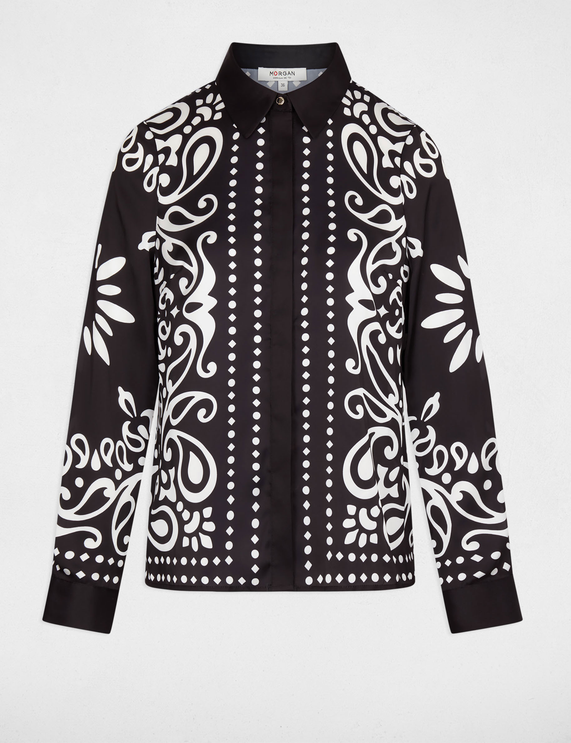 Flie&szlig;endes Hemd mit Print schwarz damen