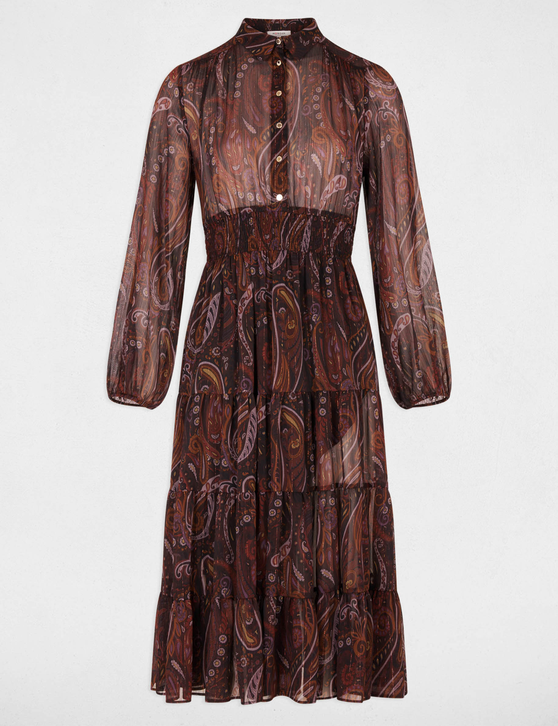 Langes Kleid aus Voile mehrfarbig damen