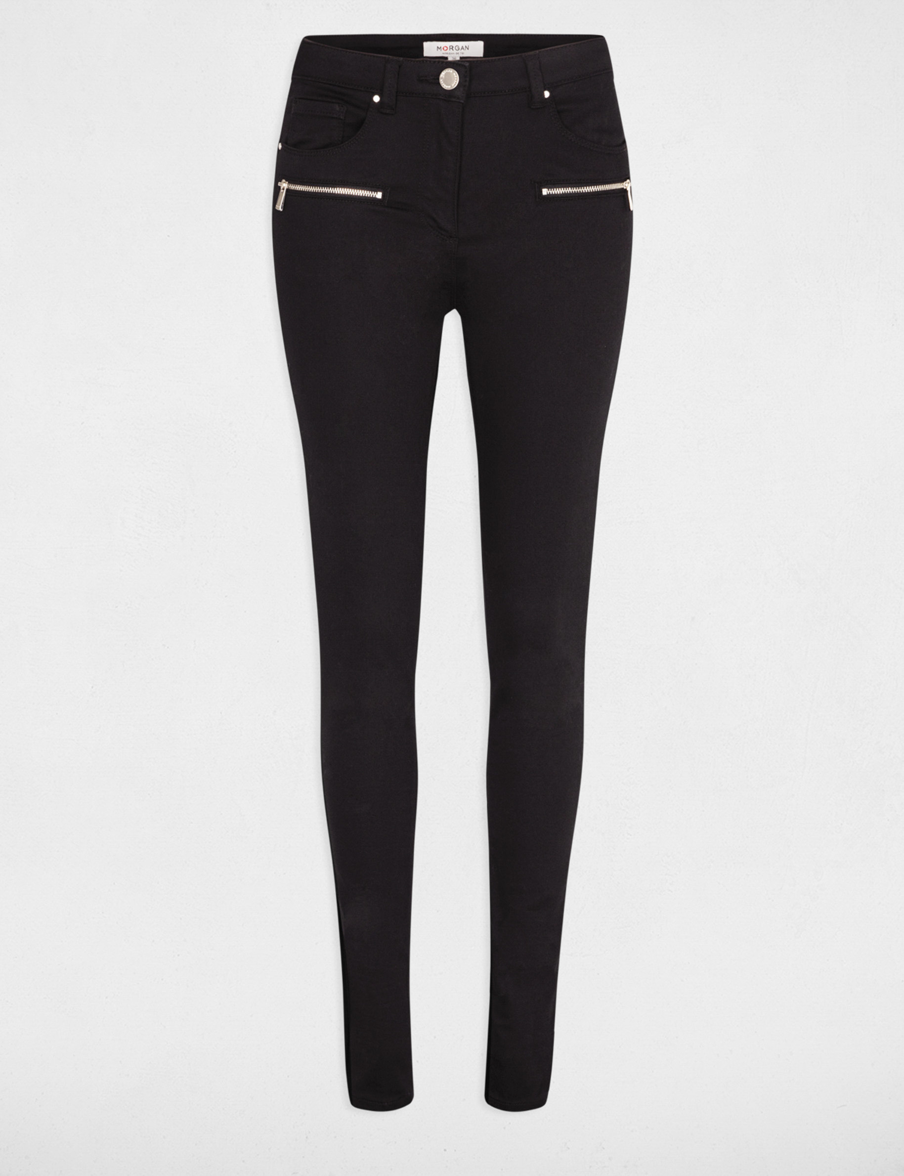jeans slim details zippes noir femme Jeans slim détails zippés noir femme