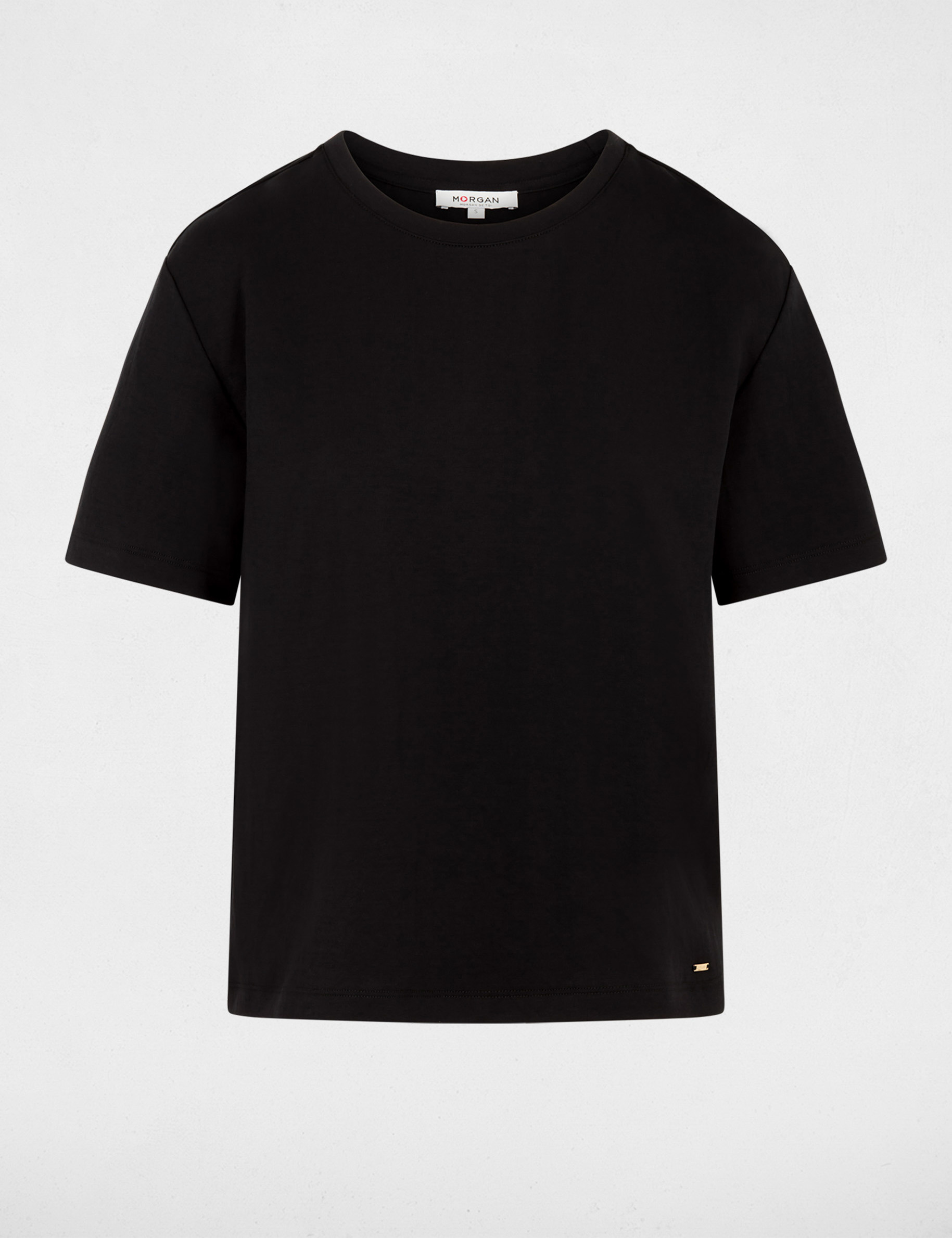 T-Shirt mit Rundhalsausschnitt schwarz damen