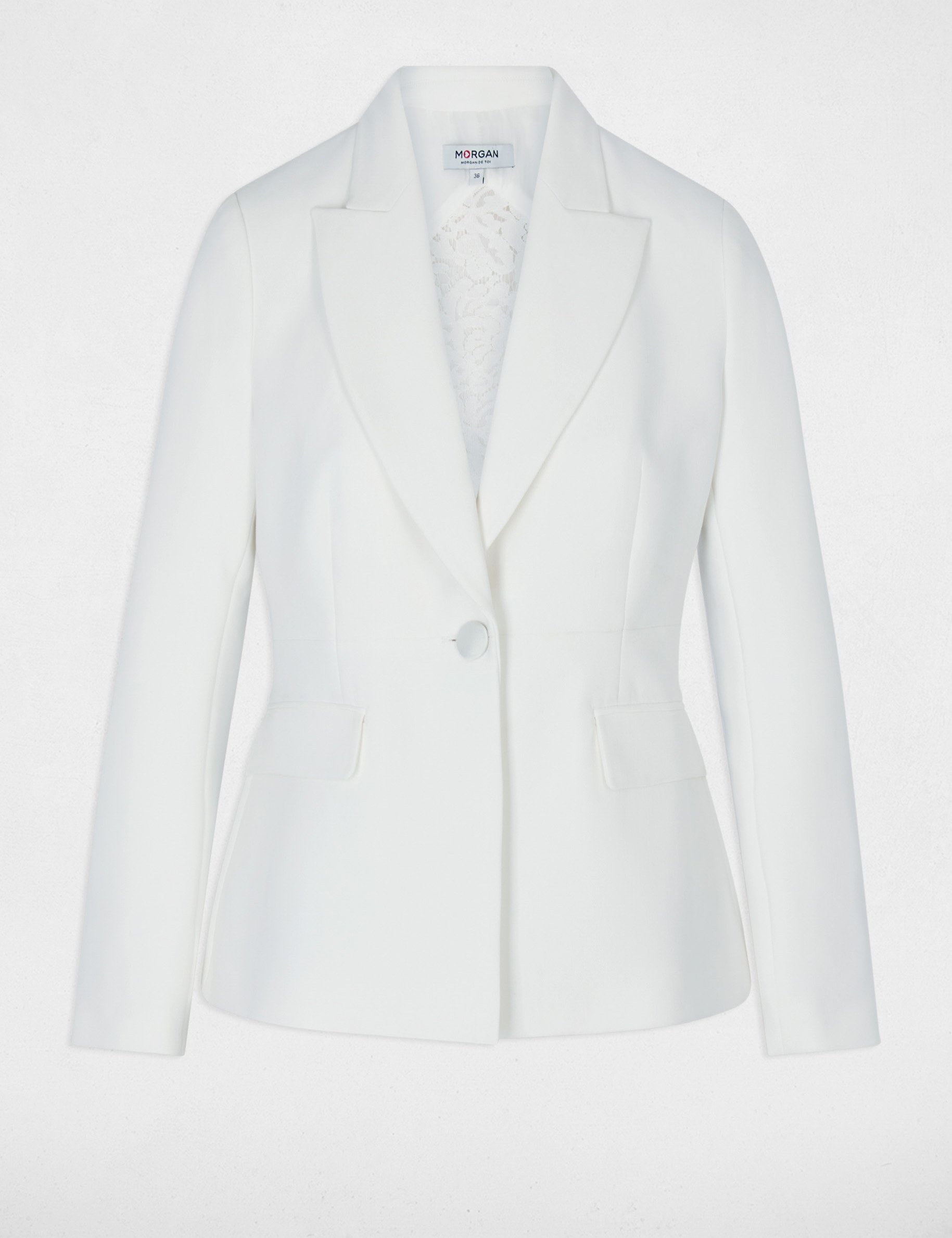 Taillierter Blazer aus Spitze weiss damen