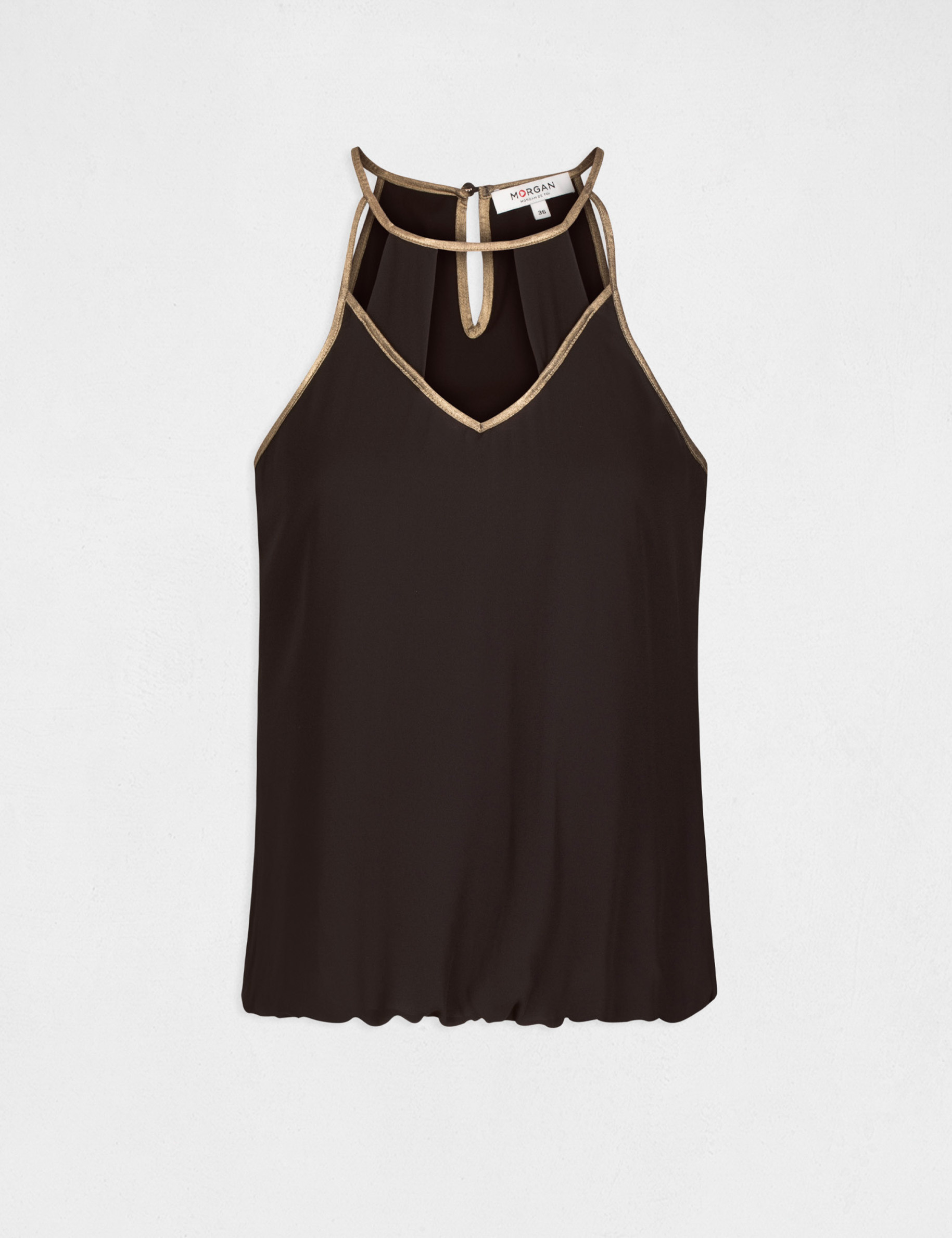 Blouse bretelles fines avec liser&eacute;s noir femme