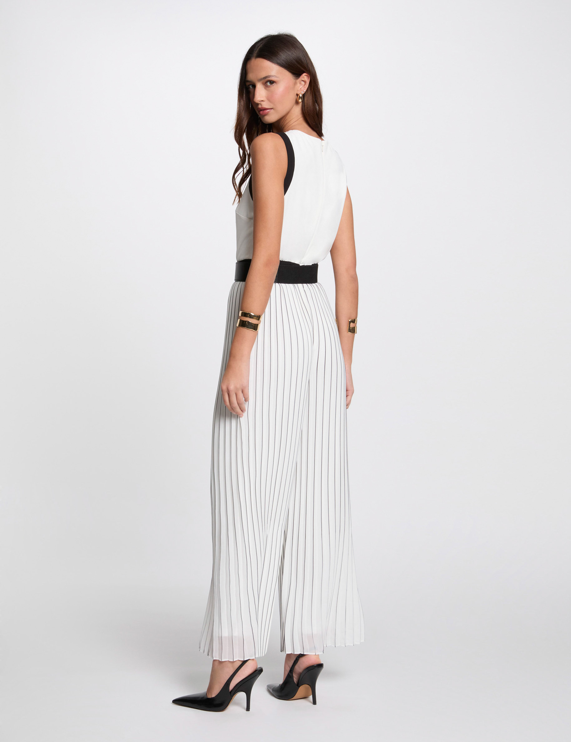 plissierter jumpsuit weiss damen Plissierter Jumpsuit weiss damen