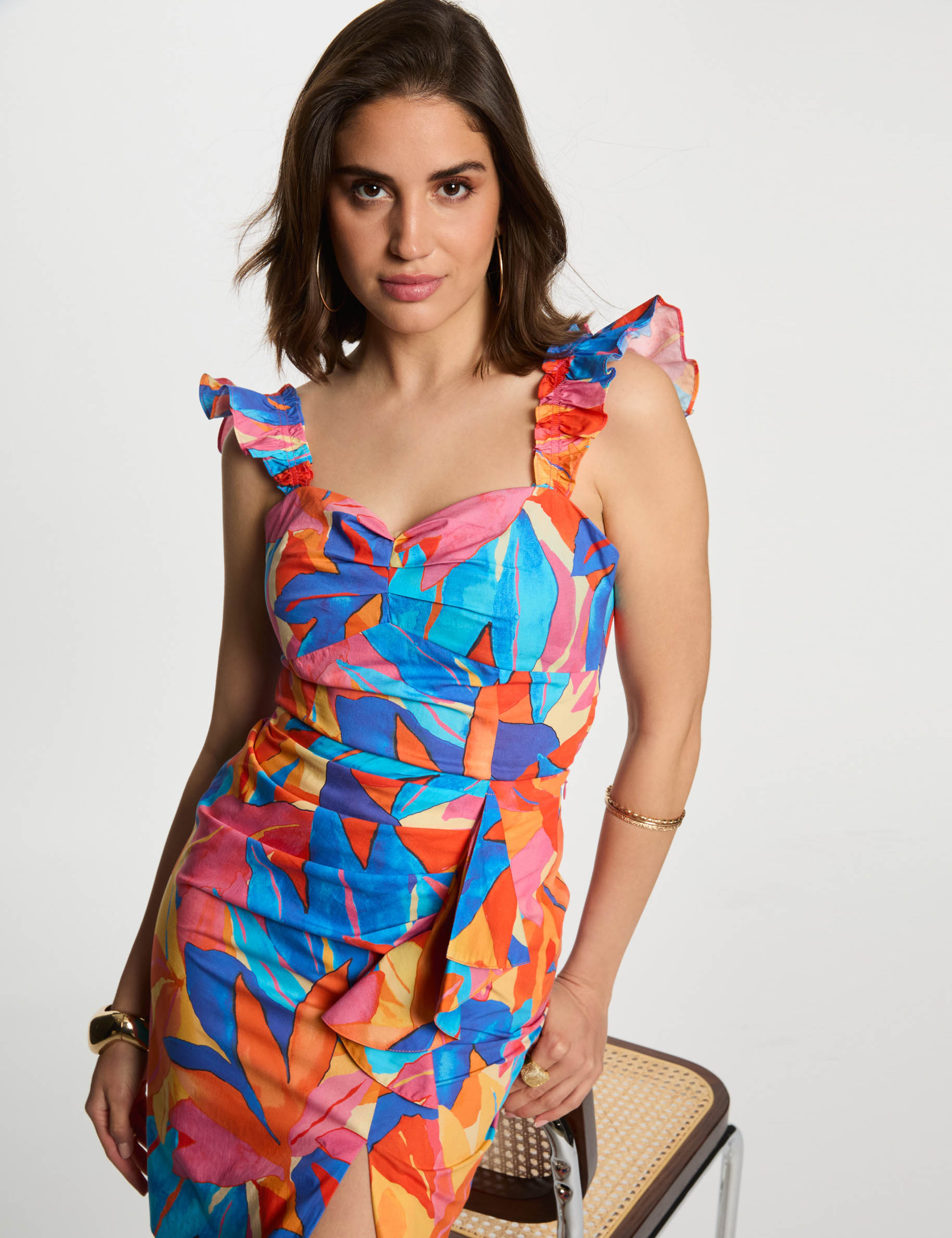 top mit muster und volants mehrfarbig damen Top mit Muster und Volants mehrfarbig damen