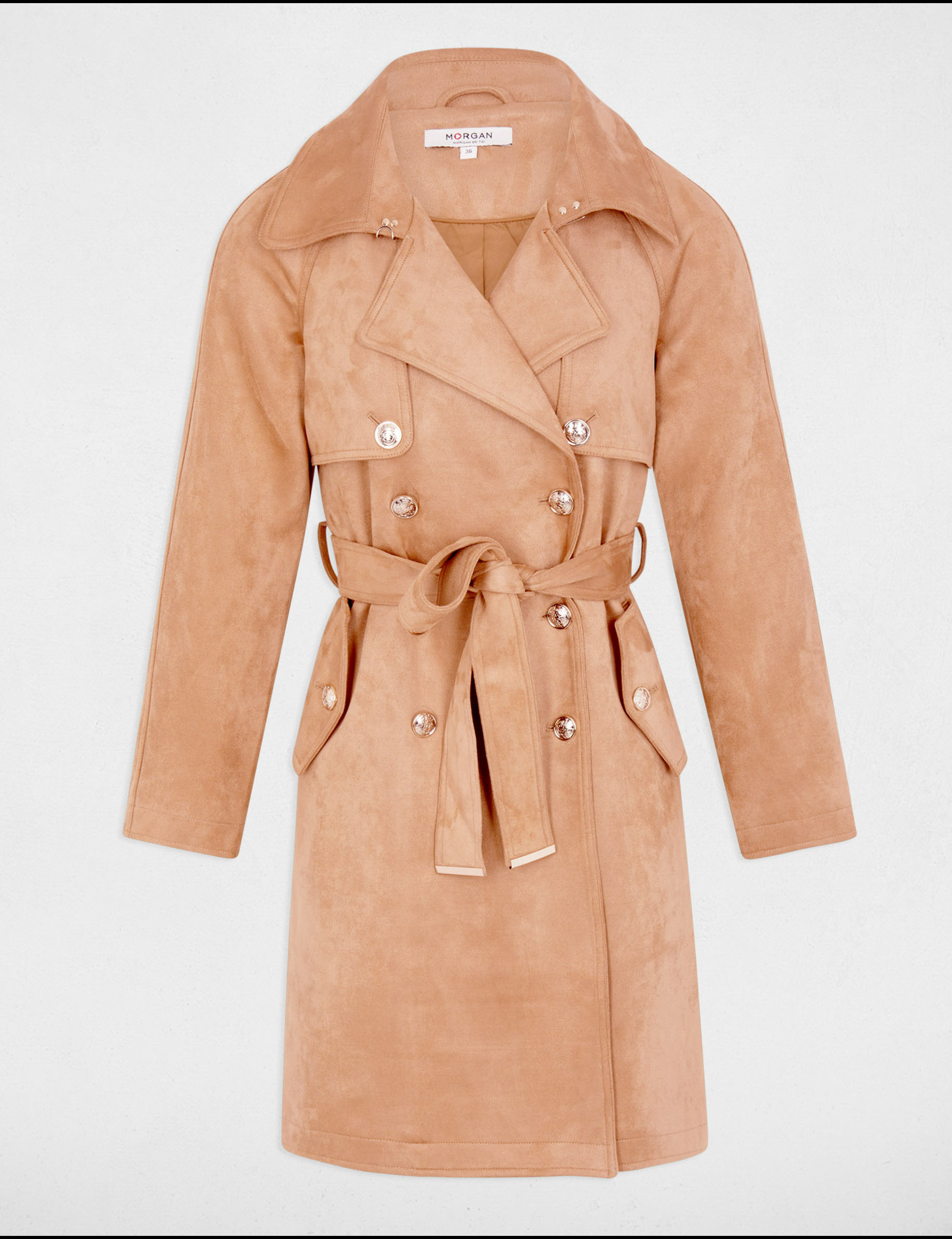langer wildleder trenchcoat marron clair damen Langer Wildleder-Trenchcoat marron clair damen