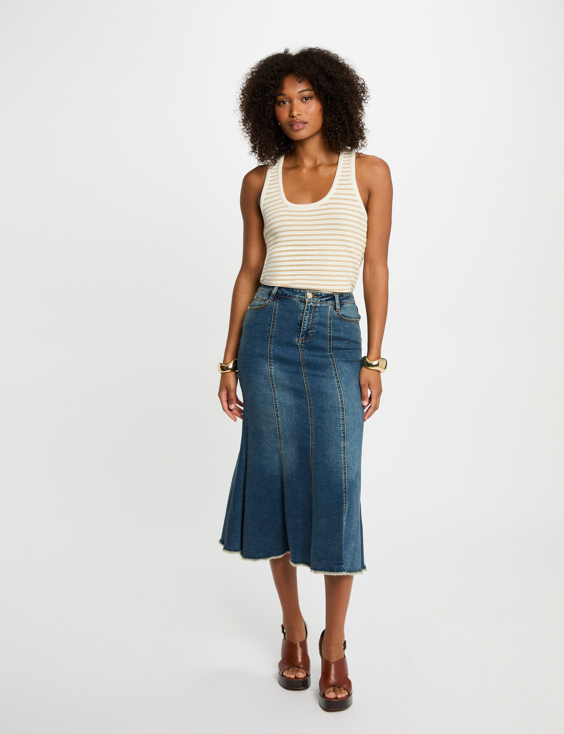 figurbetonter midi jeansrock stone denim damen Figurbetonter Midi-Jeansrock stone denim damen