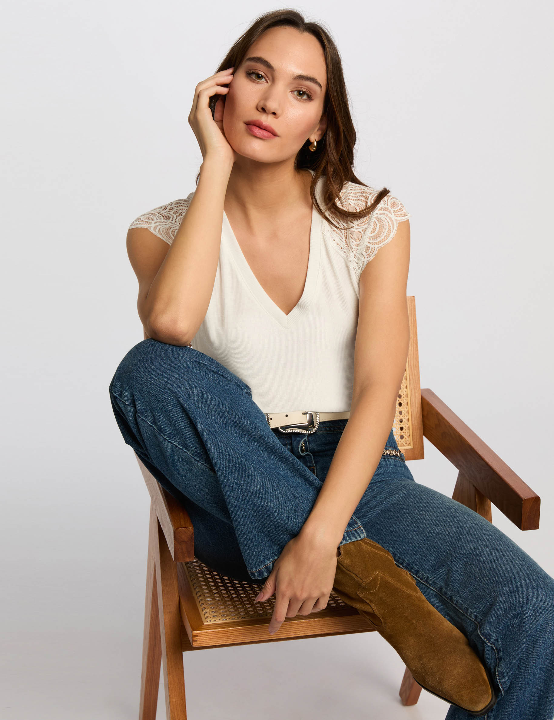 Kurzarm-T-Shirt weiss damen