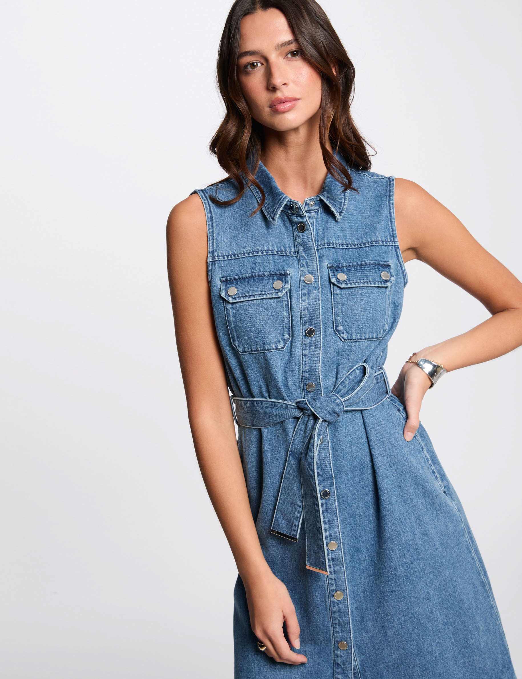 midi a linien kleid aus denim stone denim damen Midi-A-Linien-Kleid aus Denim stone denim damen