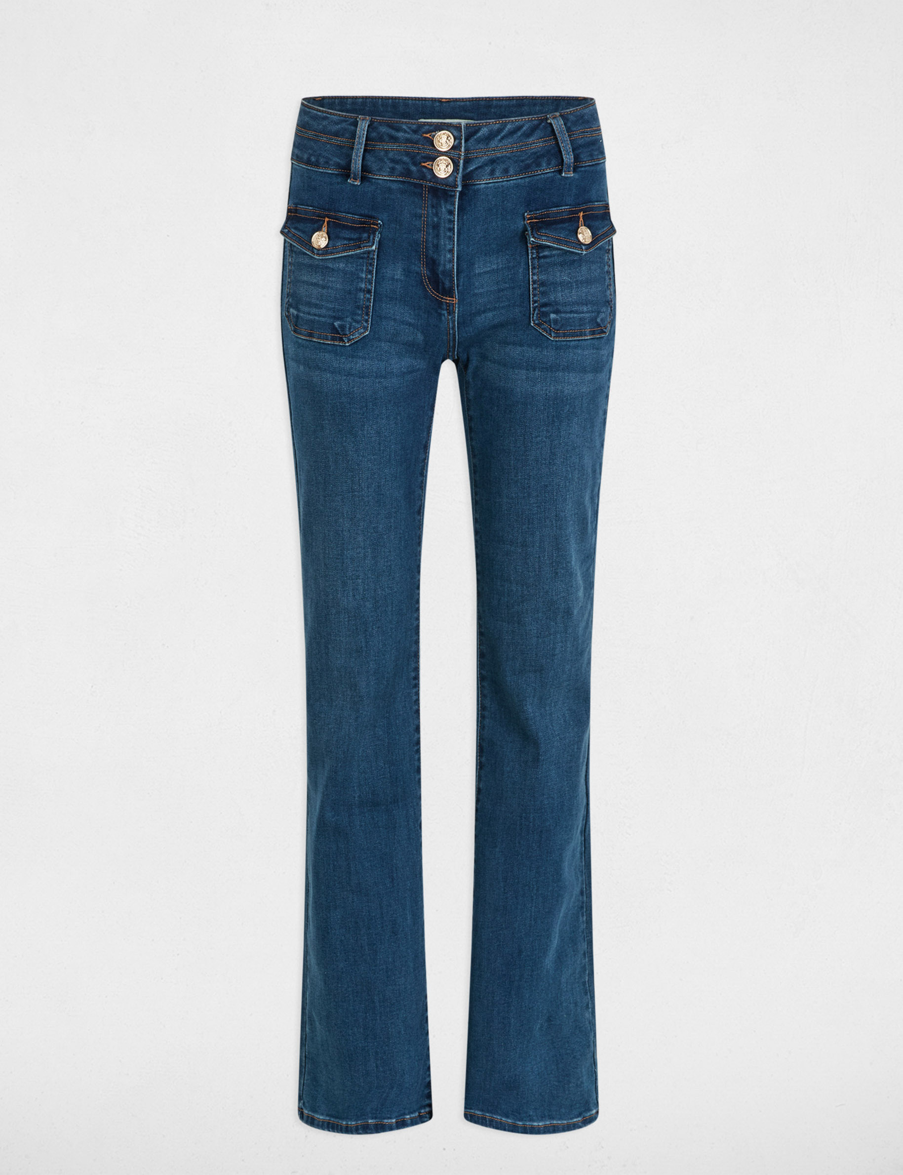 jeans bootcut poches a boutons denim stone femme Jeans bootcut poches à boutons denim stone femme