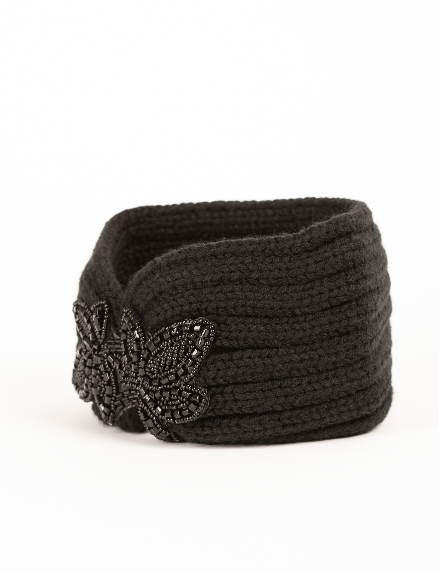 bandeau avec detail en perles noir femme Bandeau avec détail en perles noir femme