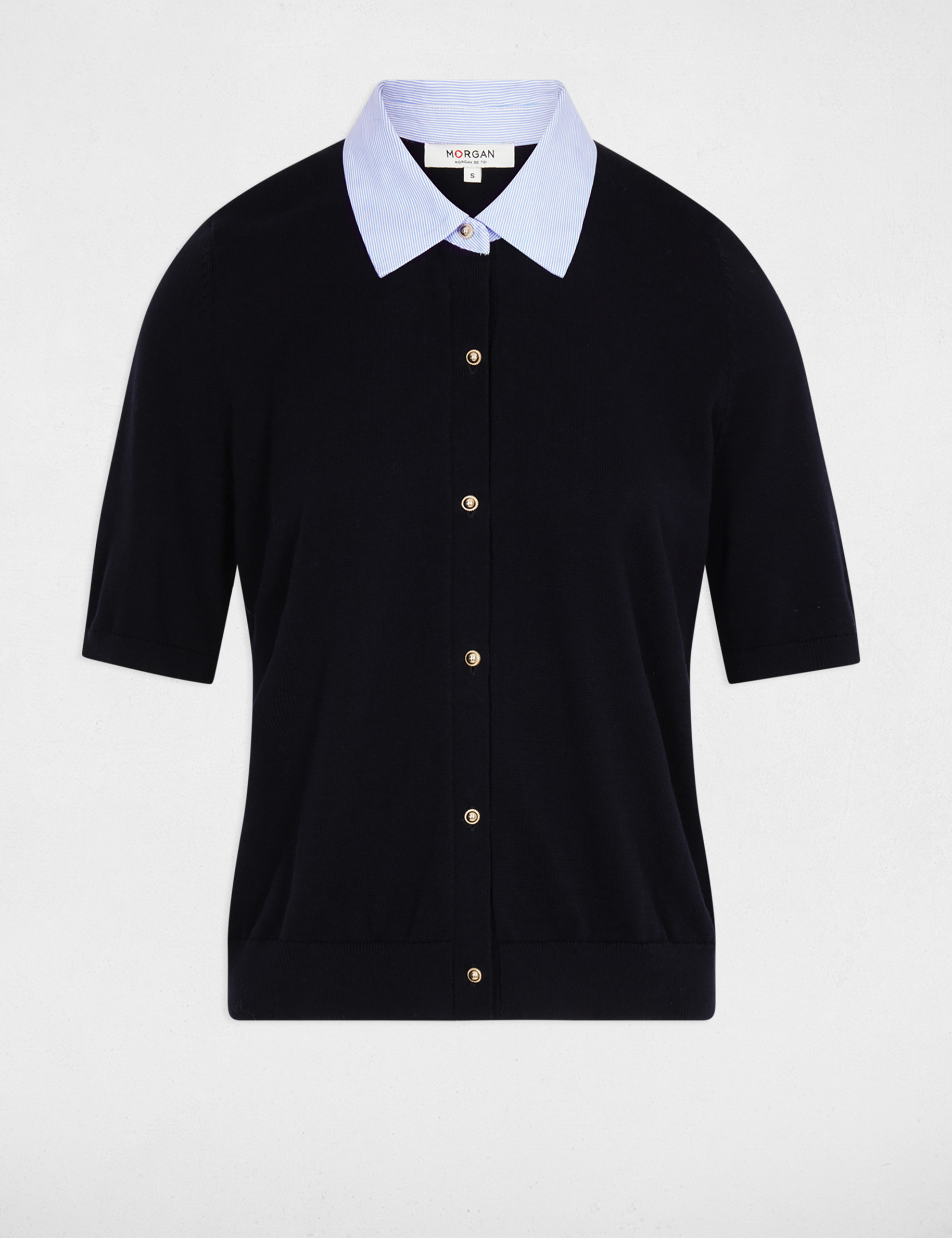 Pullover mit Reverskragen marineblau damen