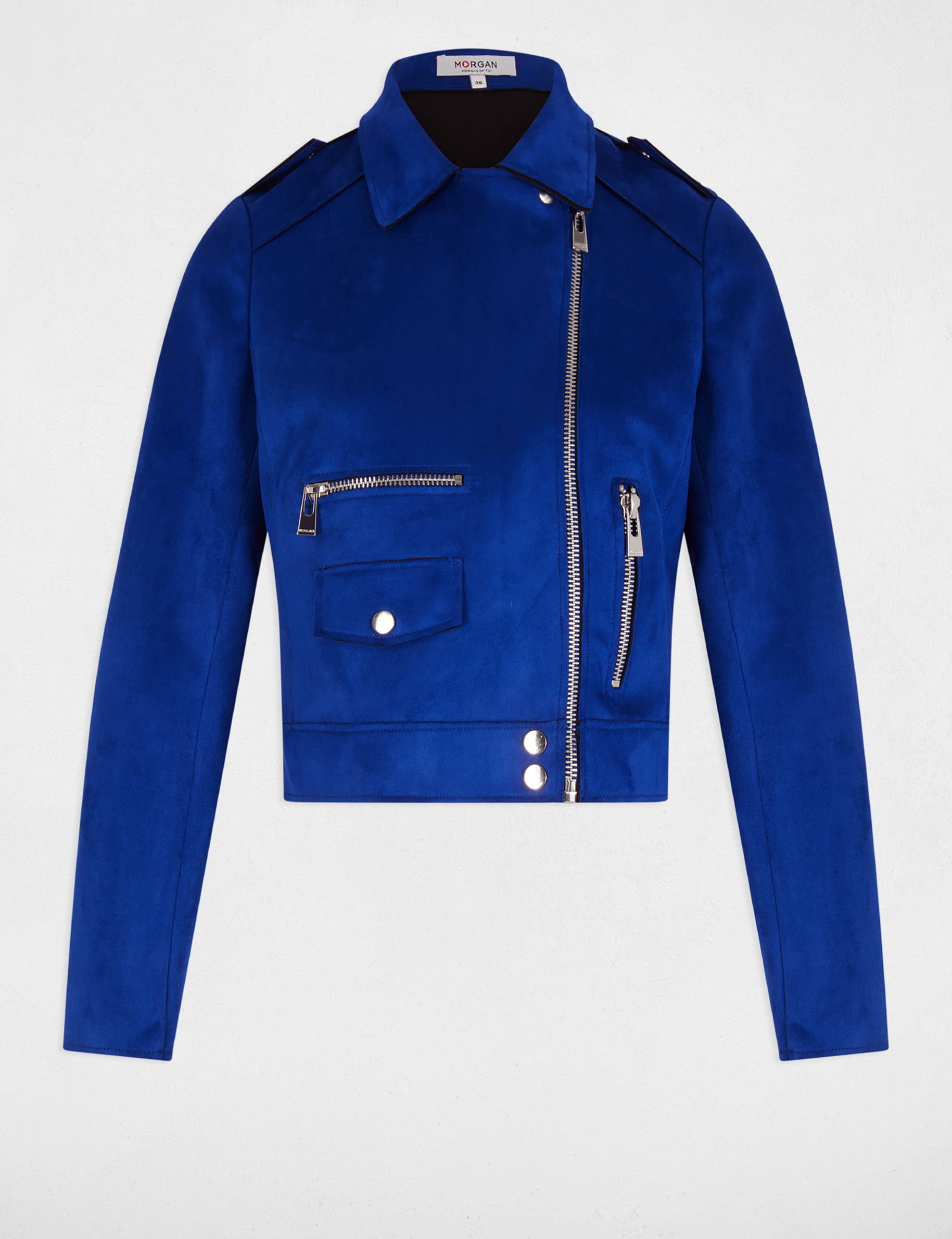 kurze wildlederjacke mit reissverschluss elektrisch blau damen Kurze Wildlederjacke mit Reissverschluss elektrisch blau damen