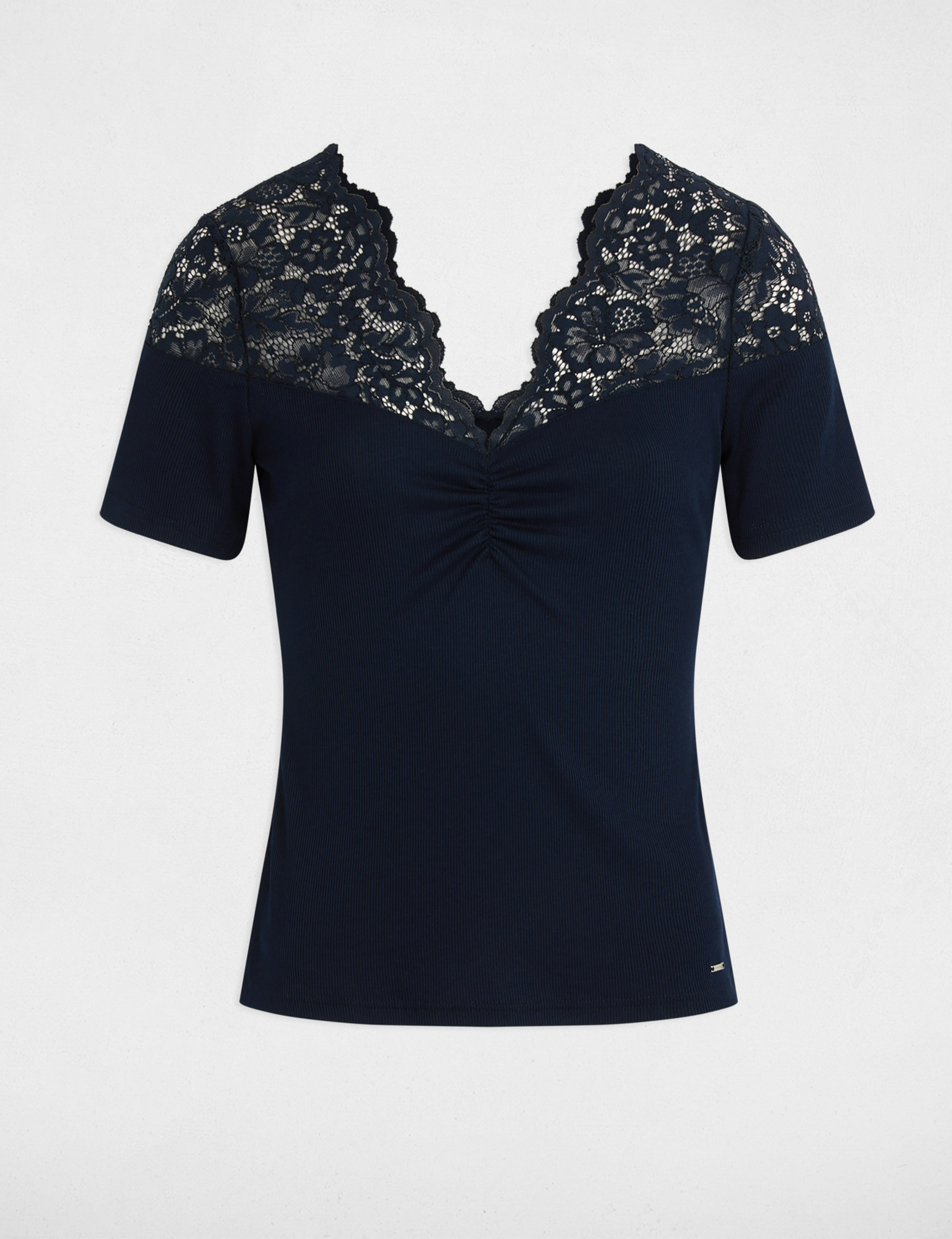 t shirt mit kurzen armeln marineblau damen T-shirt mit kurzen Ärmeln marineblau damen