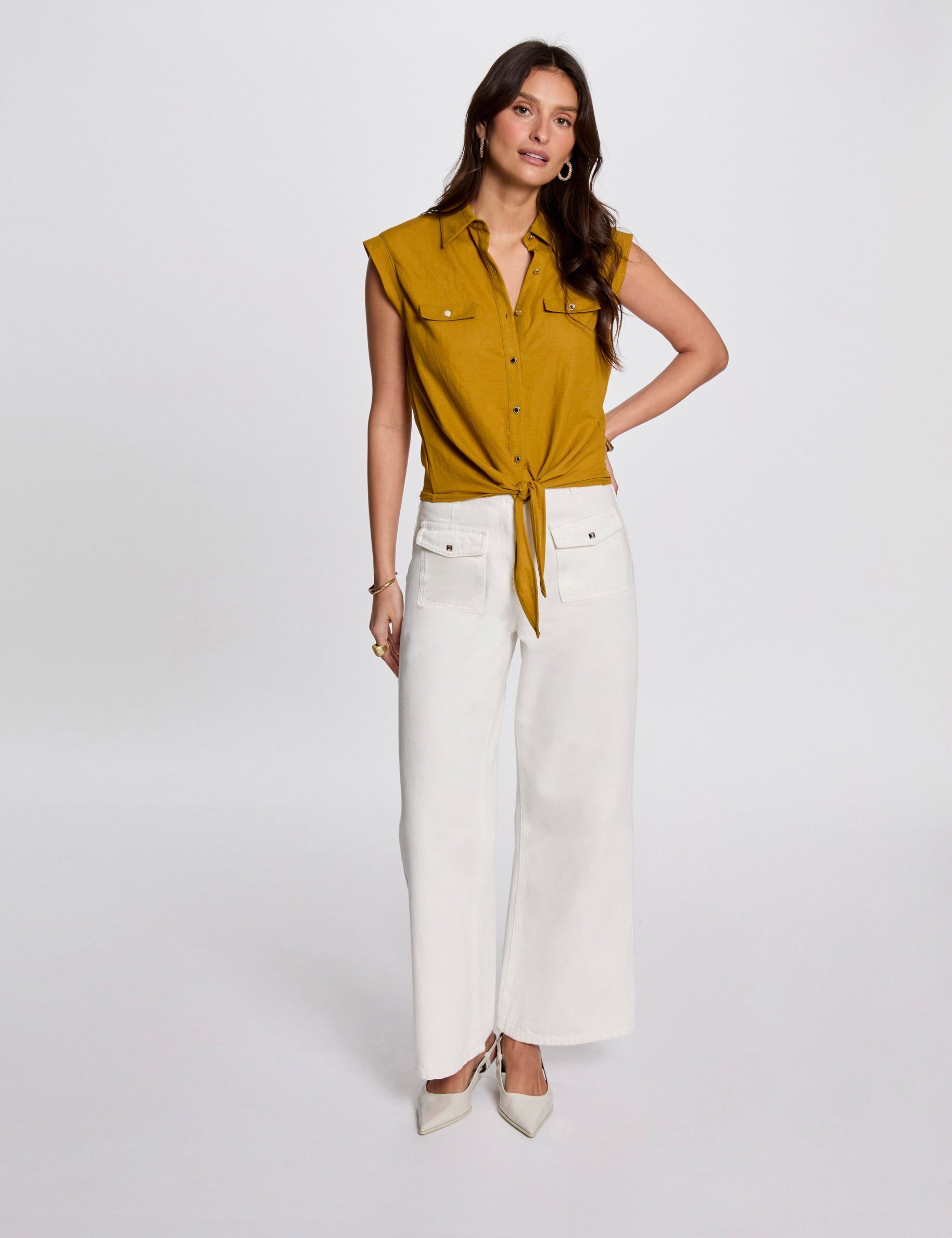 blouse sans manches jaune moutarde femme Blouse sans manches jaune moutarde femme