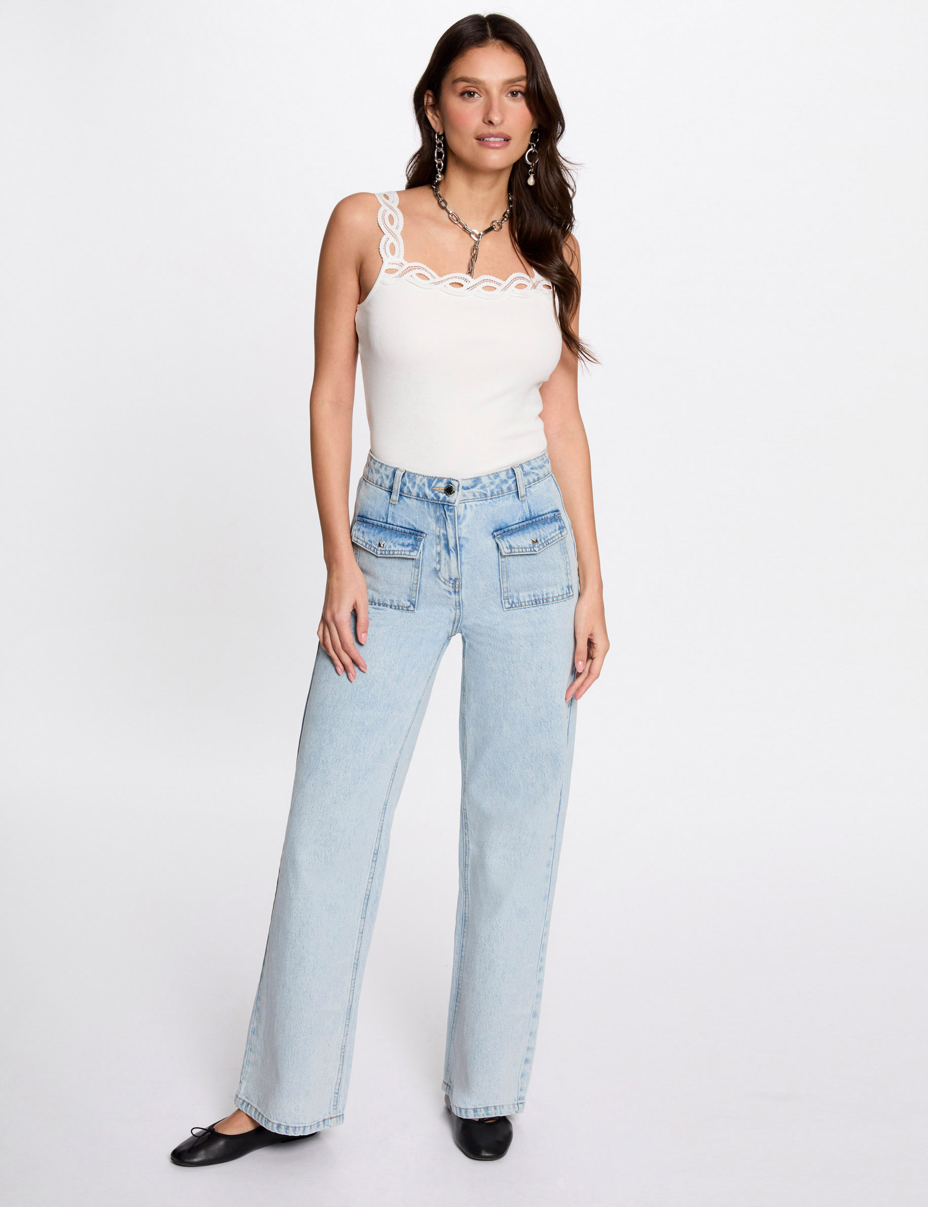 tanktop mit breiten tragern weiss damen Tanktop mit breiten Trägern weiss damen