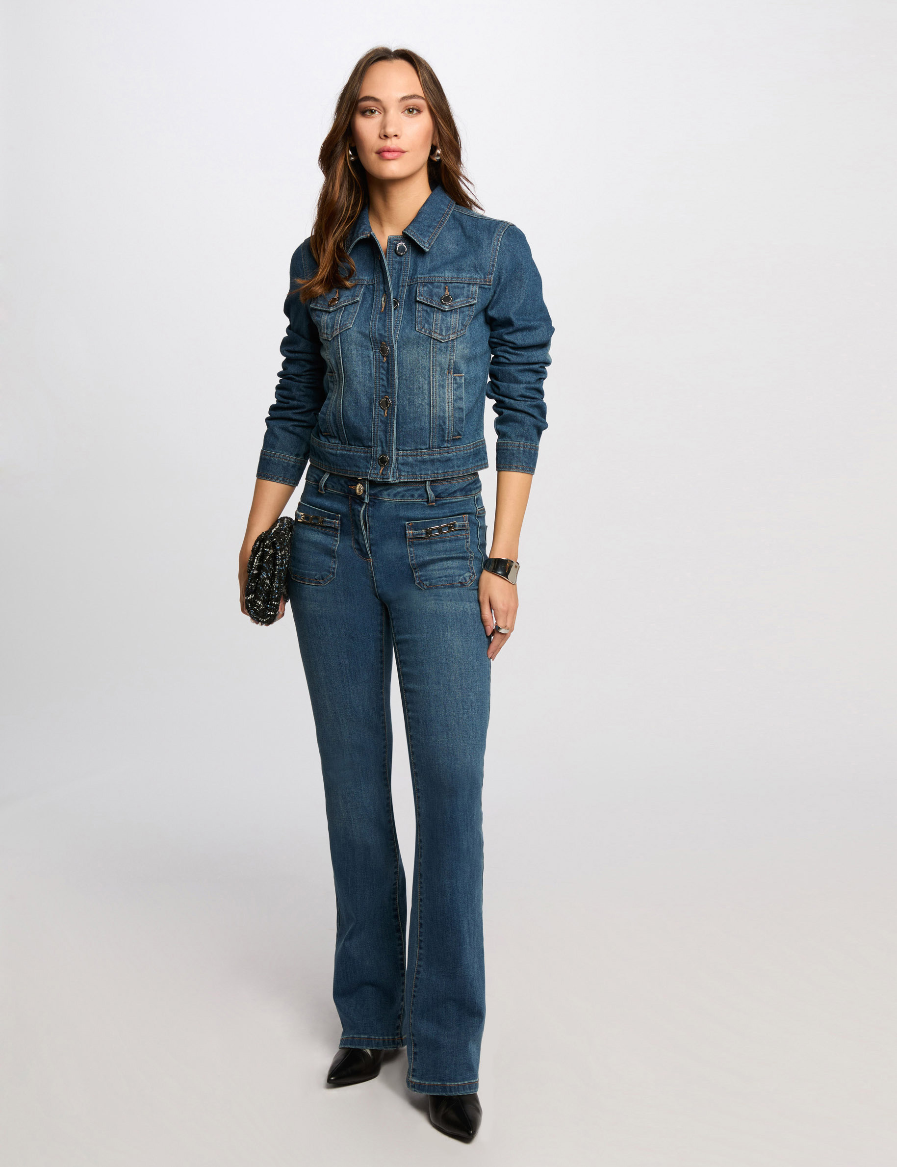 veste courte en jean denim stone femme Veste courte en jean denim stone femme