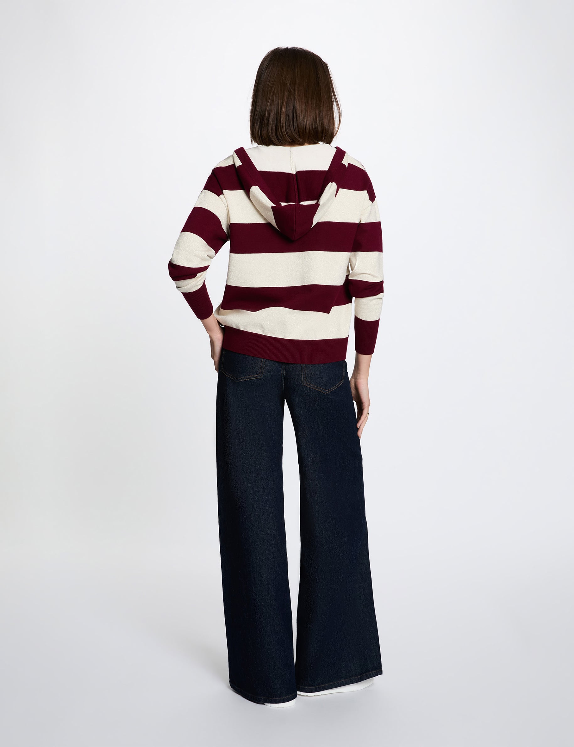 Gestreifter Kapuzenpullover bordeaux damen