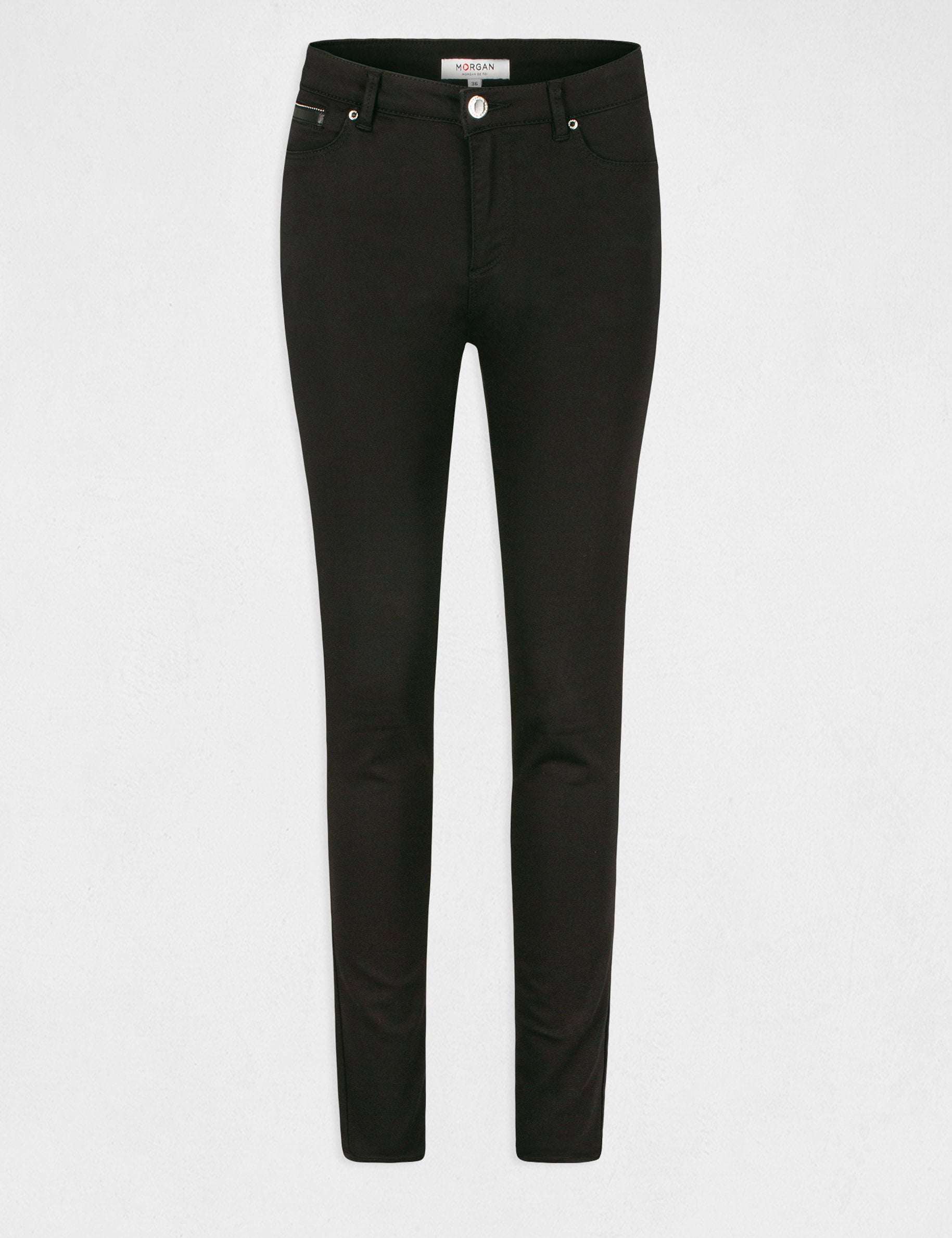 Pantalon slim satin noir femme