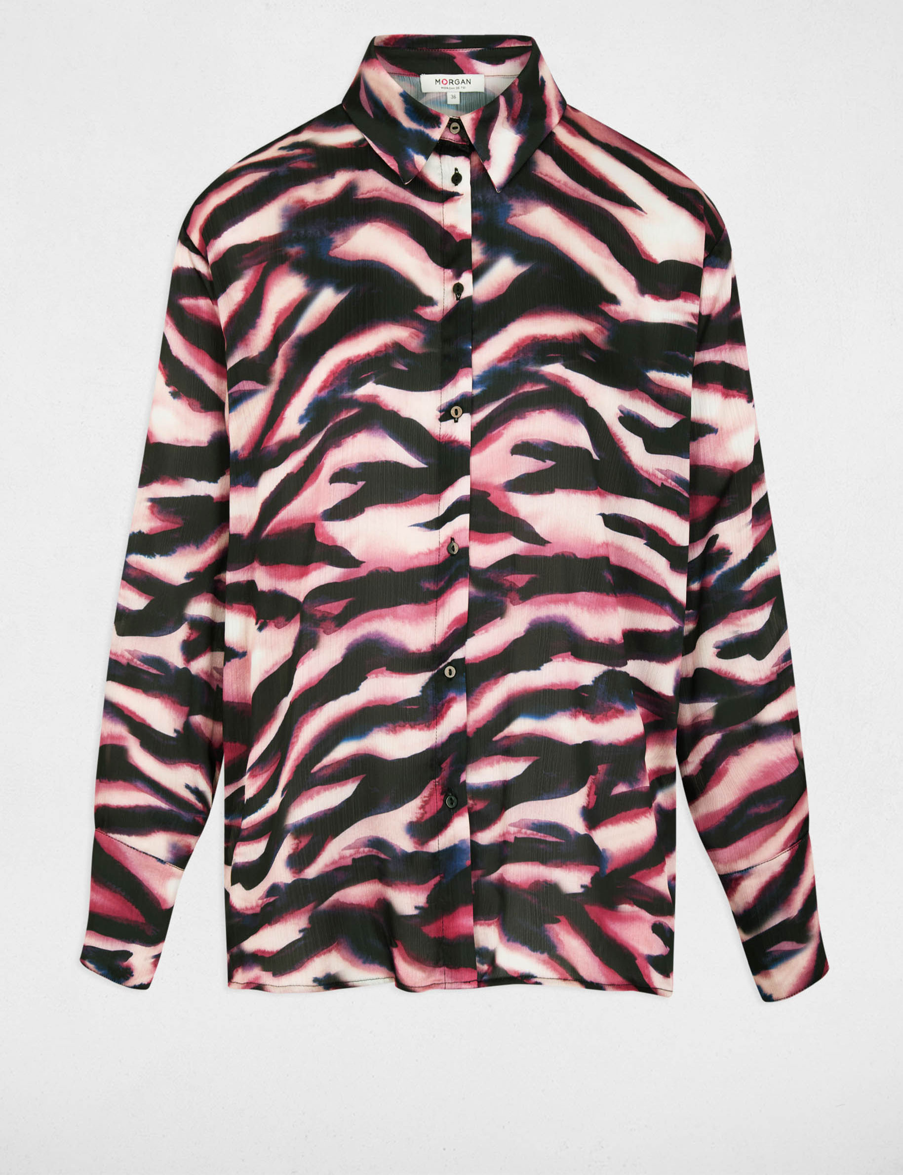 Chemise fluide col &agrave; revers multicolore femme