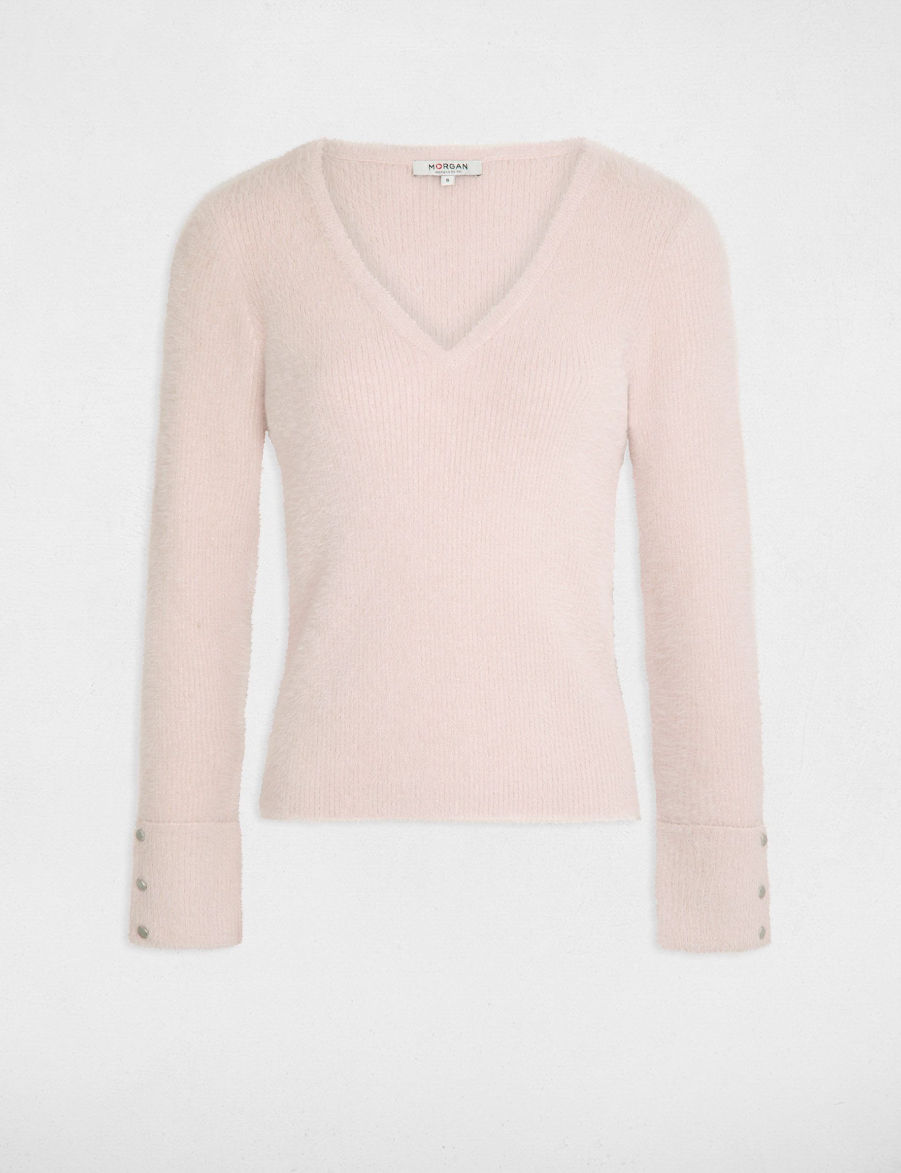 langarmeliger pullover mit v ausschnitt rosa damen Langärmeliger Pullover mit V-Ausschnitt rosa damen