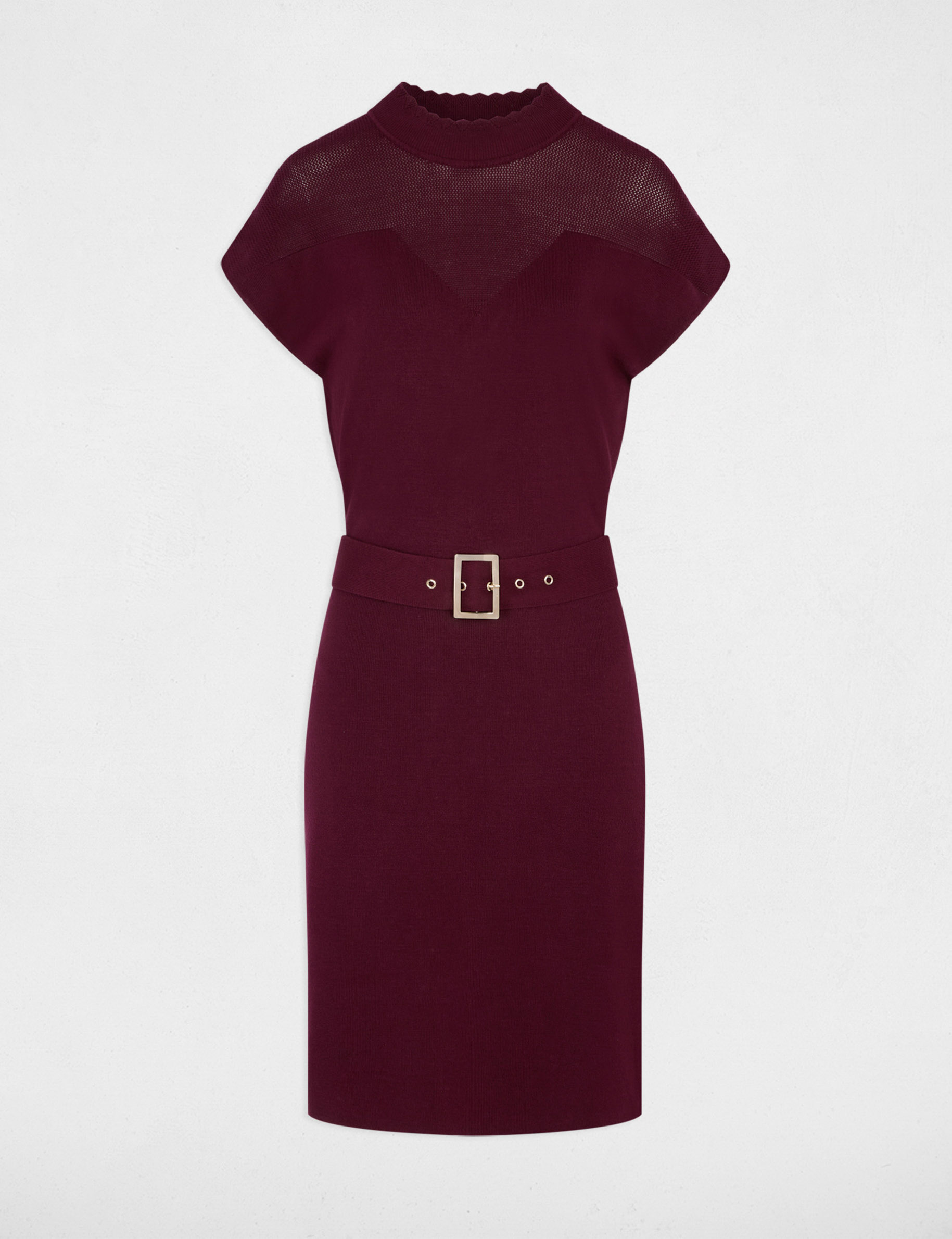 Strickkleid mit kurzen &Auml;rmeln pflaume damen