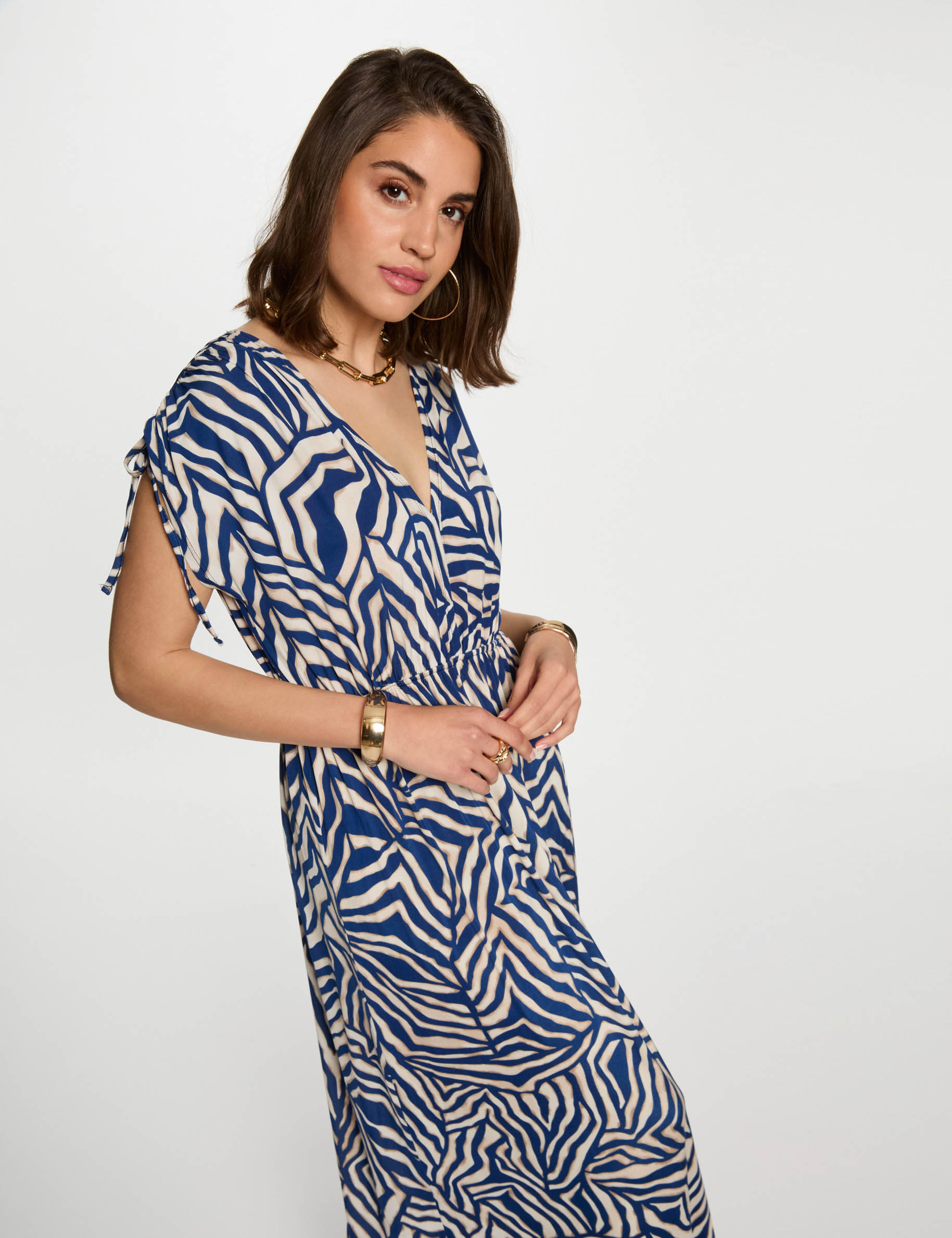 langes gerades kleid mit muster mehrfarbig damen Langes gerades Kleid mit Muster mehrfarbig damen