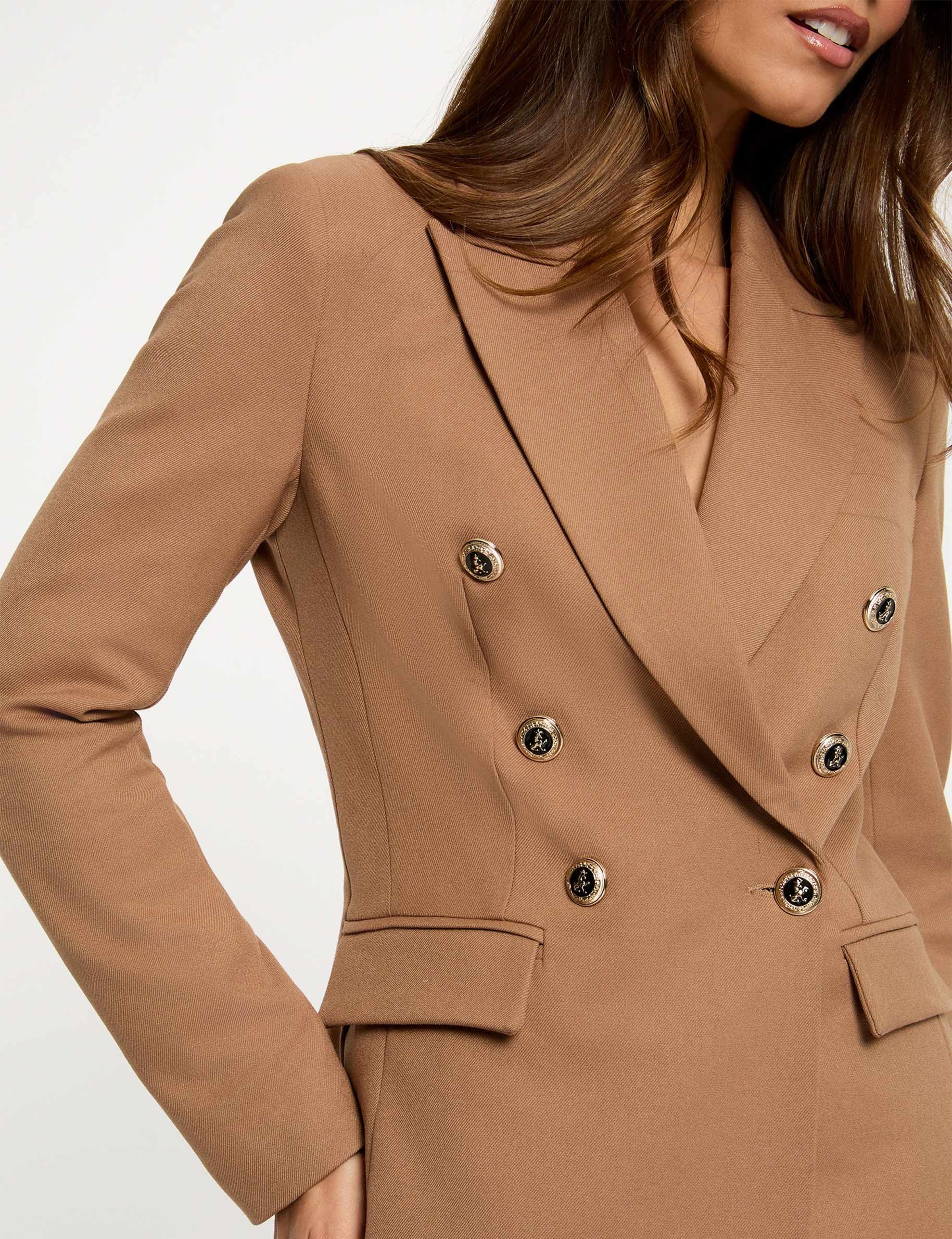 Blazer ajust&eacute; manches longues marron femme