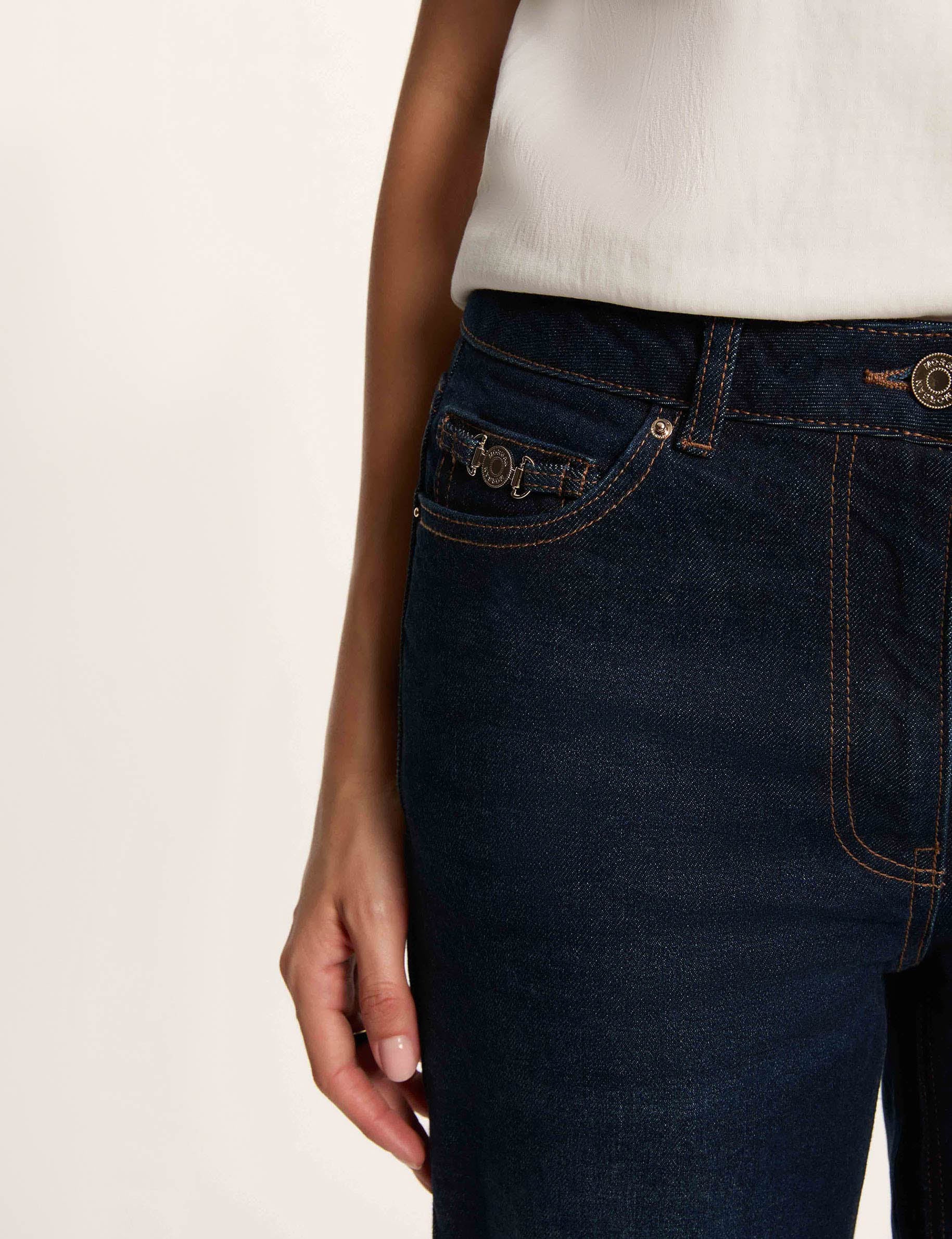 Jean droit taille haute bleu femme