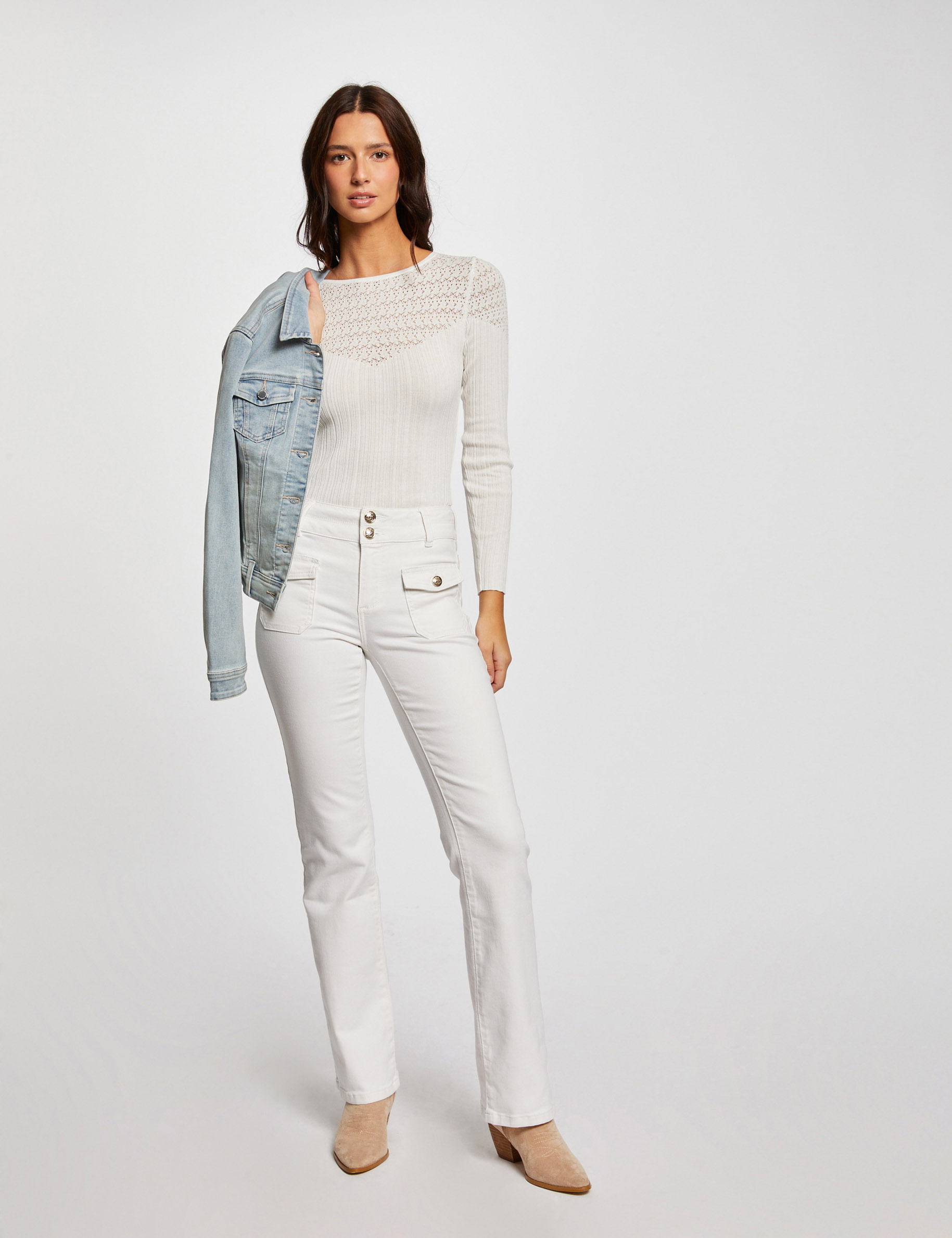 bootcut jeans mit pattentaschen elfenbein damen Bootcut-Jeans mit Pattentaschen elfenbein damen