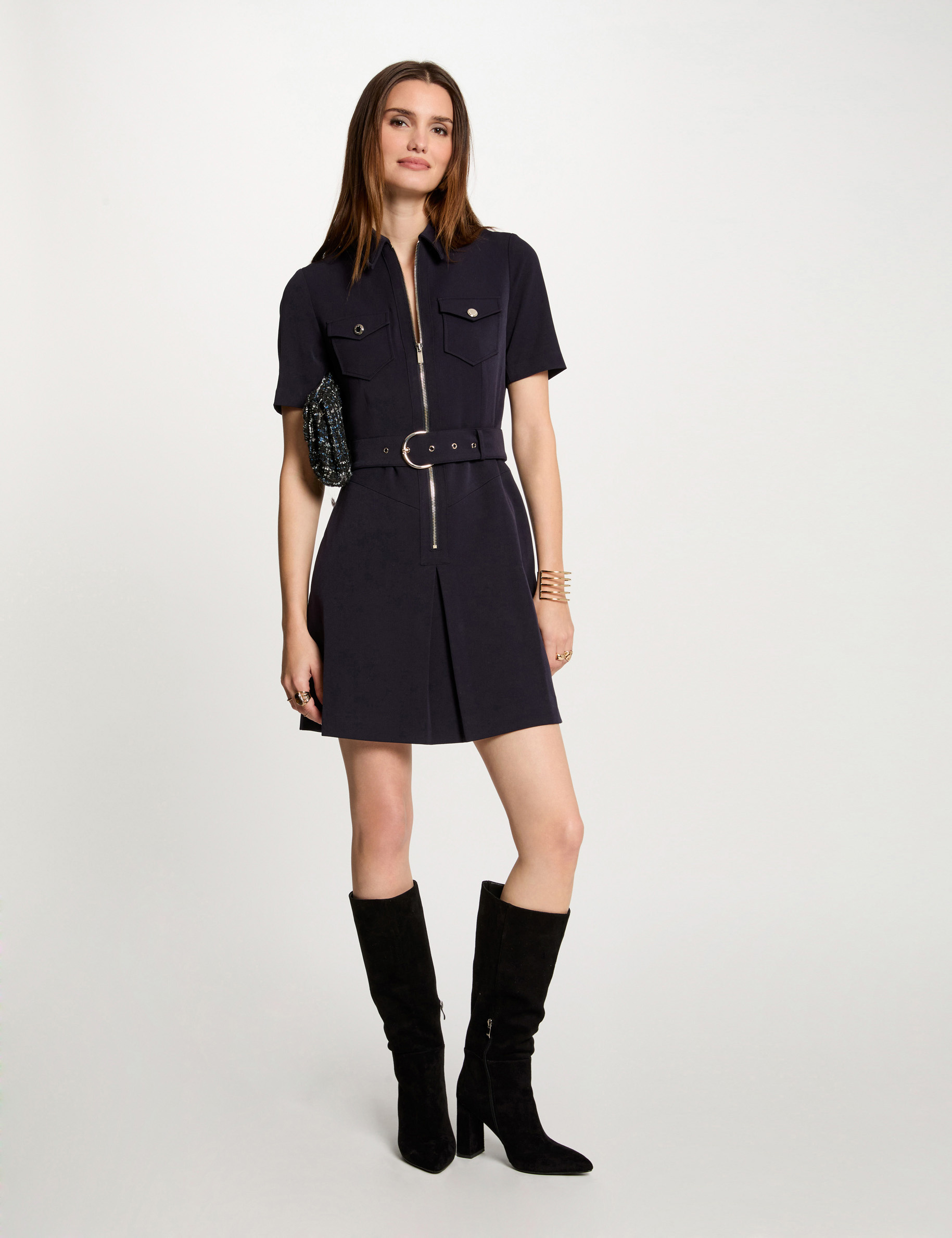 Kurzes, eng anliegendes Kleid marineblau damen