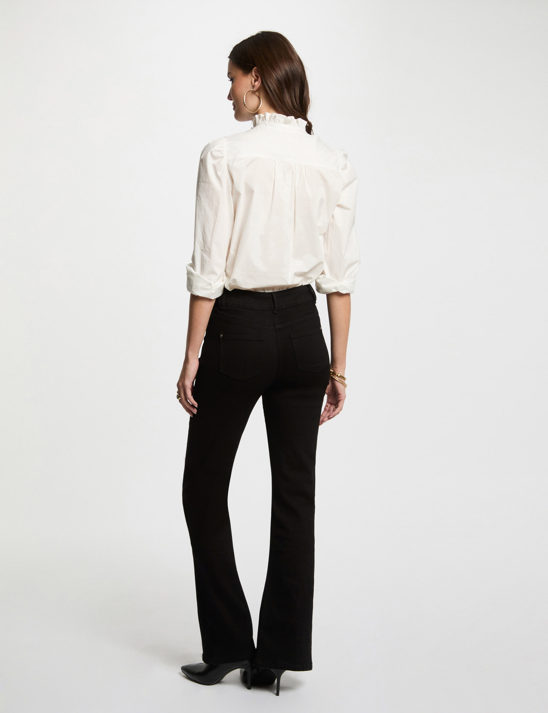 Bootcut-Jeans mit Schlitzen schwarz damen