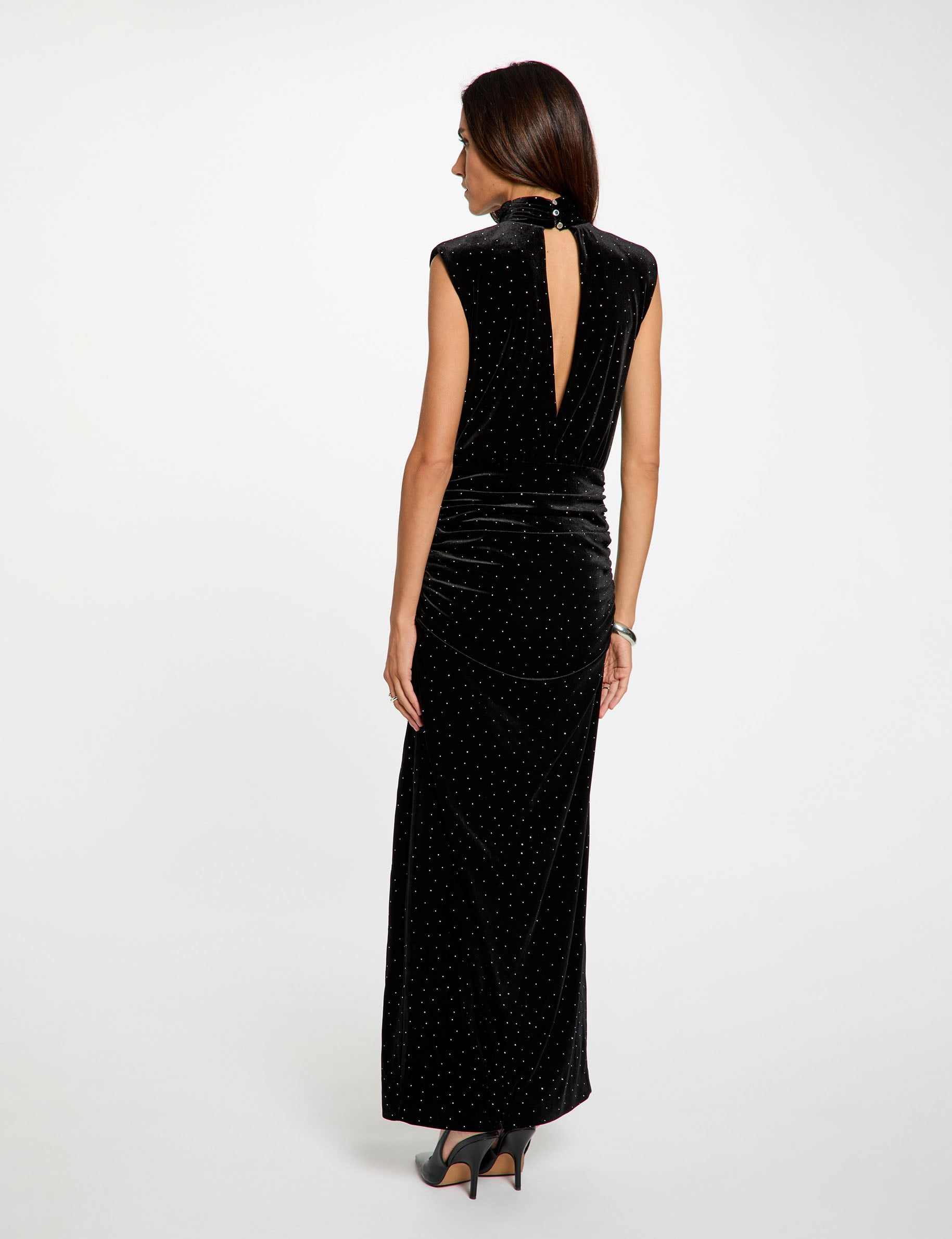 Robe longue velours noir femme