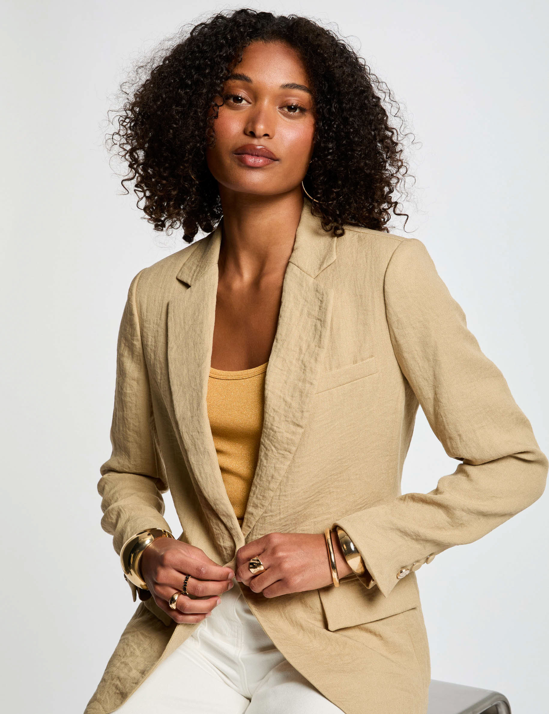 veste courte fluide beige femme Veste courte fluide beige femme