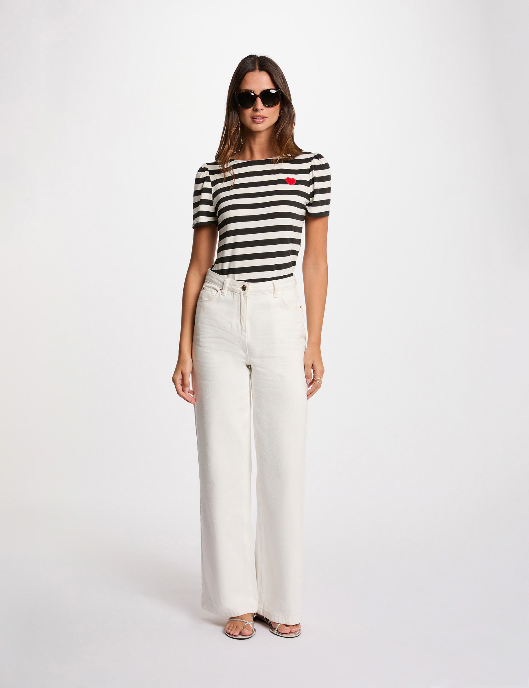 t shirt manches courtes raye blanc femme T-shirt manches courtes rayé blanc femme