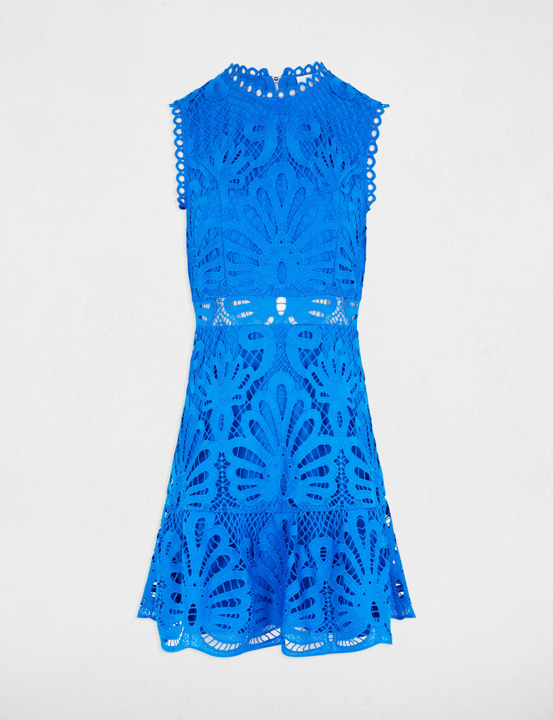 kurzes trapezkleid mit spitze elektrisch blau damen Kurzes Trapezkleid mit Spitze elektrisch blau damen