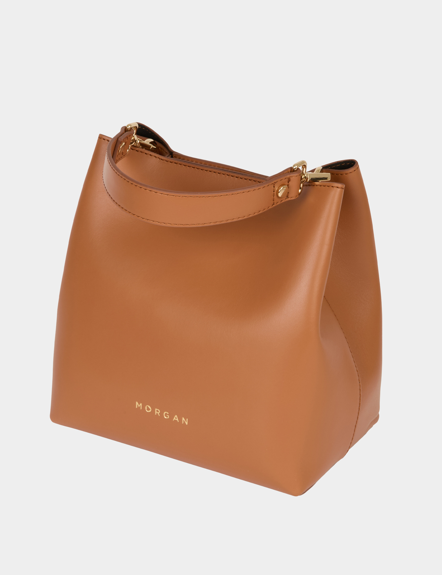 Sac sceau en cuir camel femme