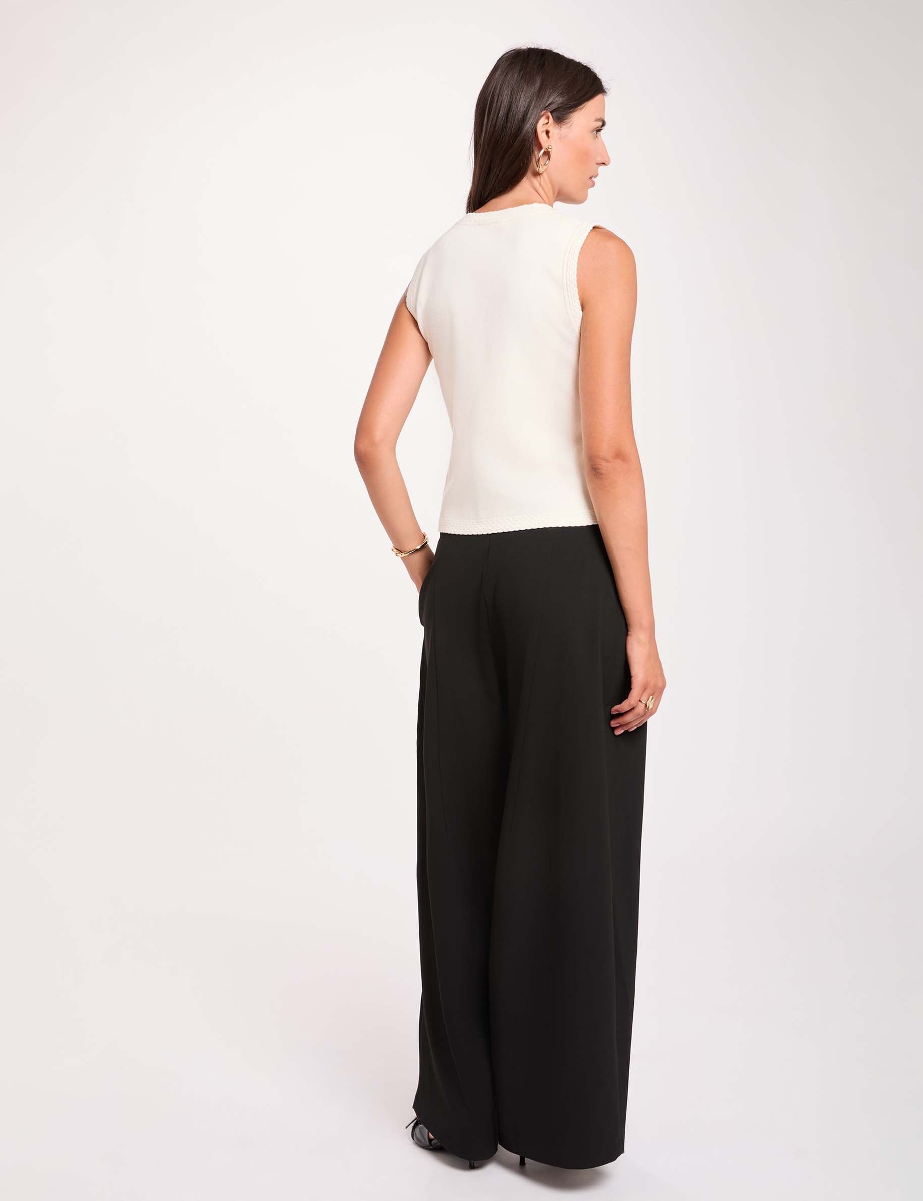 Weite hochgeschnittene Hose schwarz damen