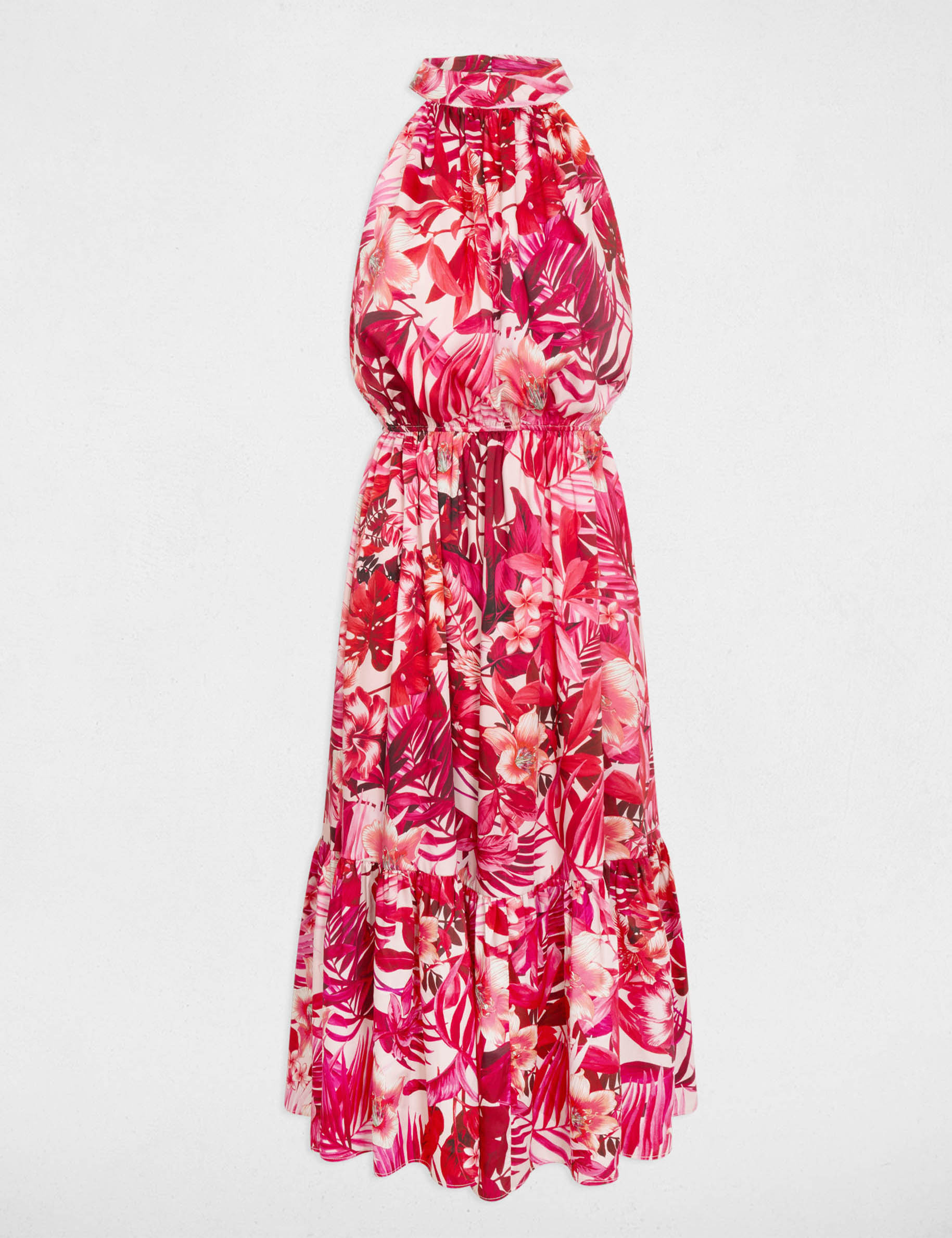 robe satinee col montant multicolore femme Robe satinée col montant multicolore femme