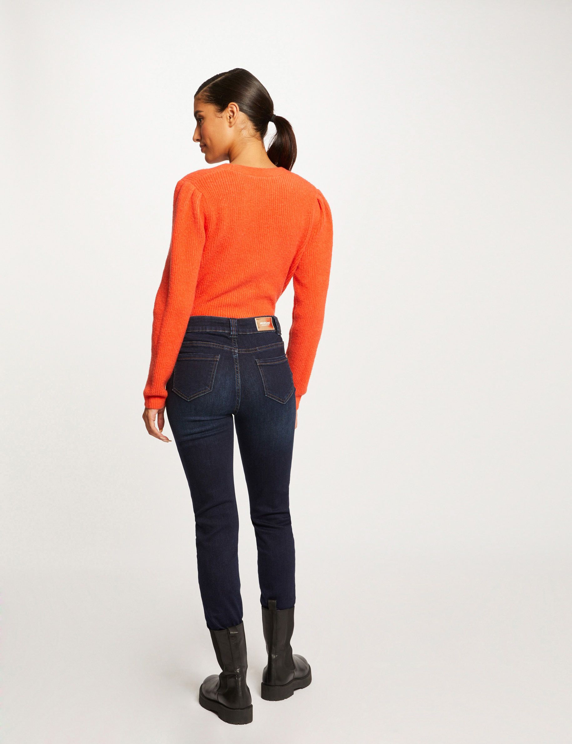 Jeans slim taille haute jean brut femme