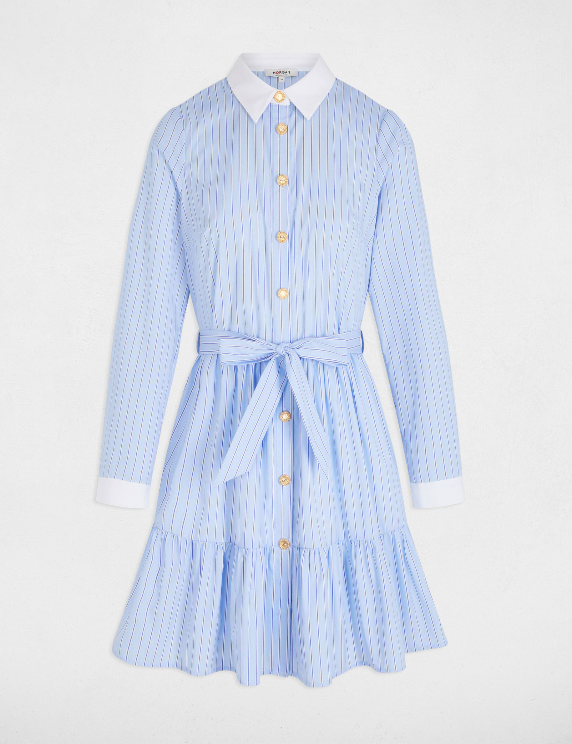robe courte trapeze rayee bleu ciel femme Robe courte trapèze rayée bleu ciel femme