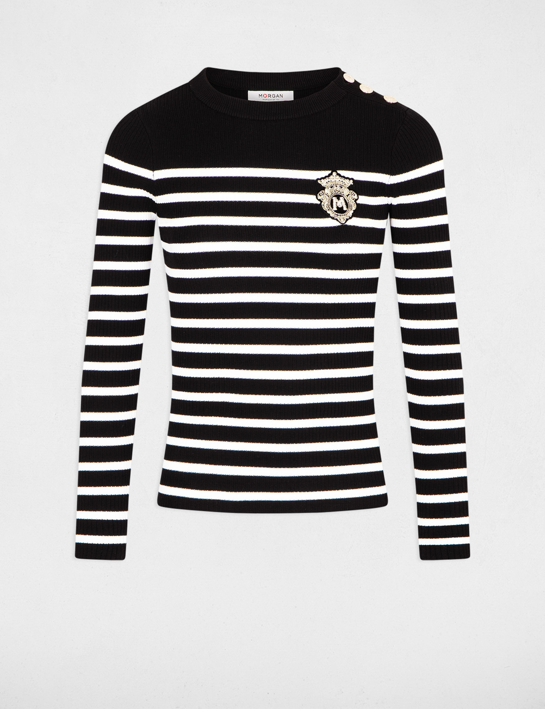 pull manches longues a rayures noir femme Pull manches longues à rayures noir femme