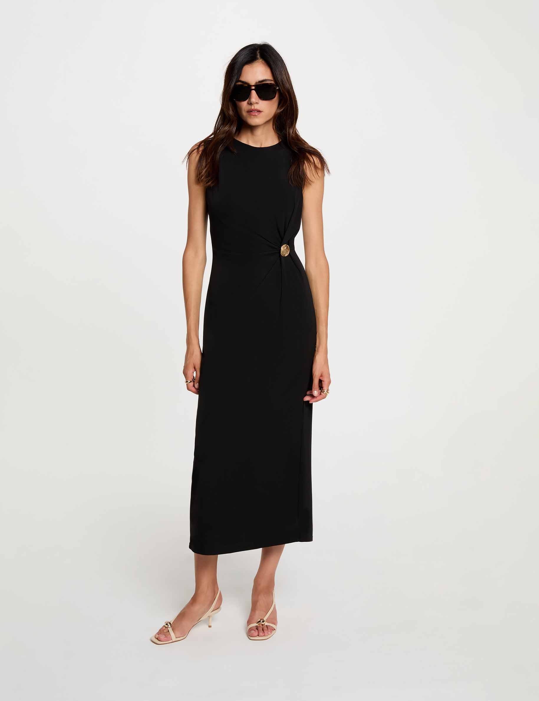 Robe longue sans manches noir femme